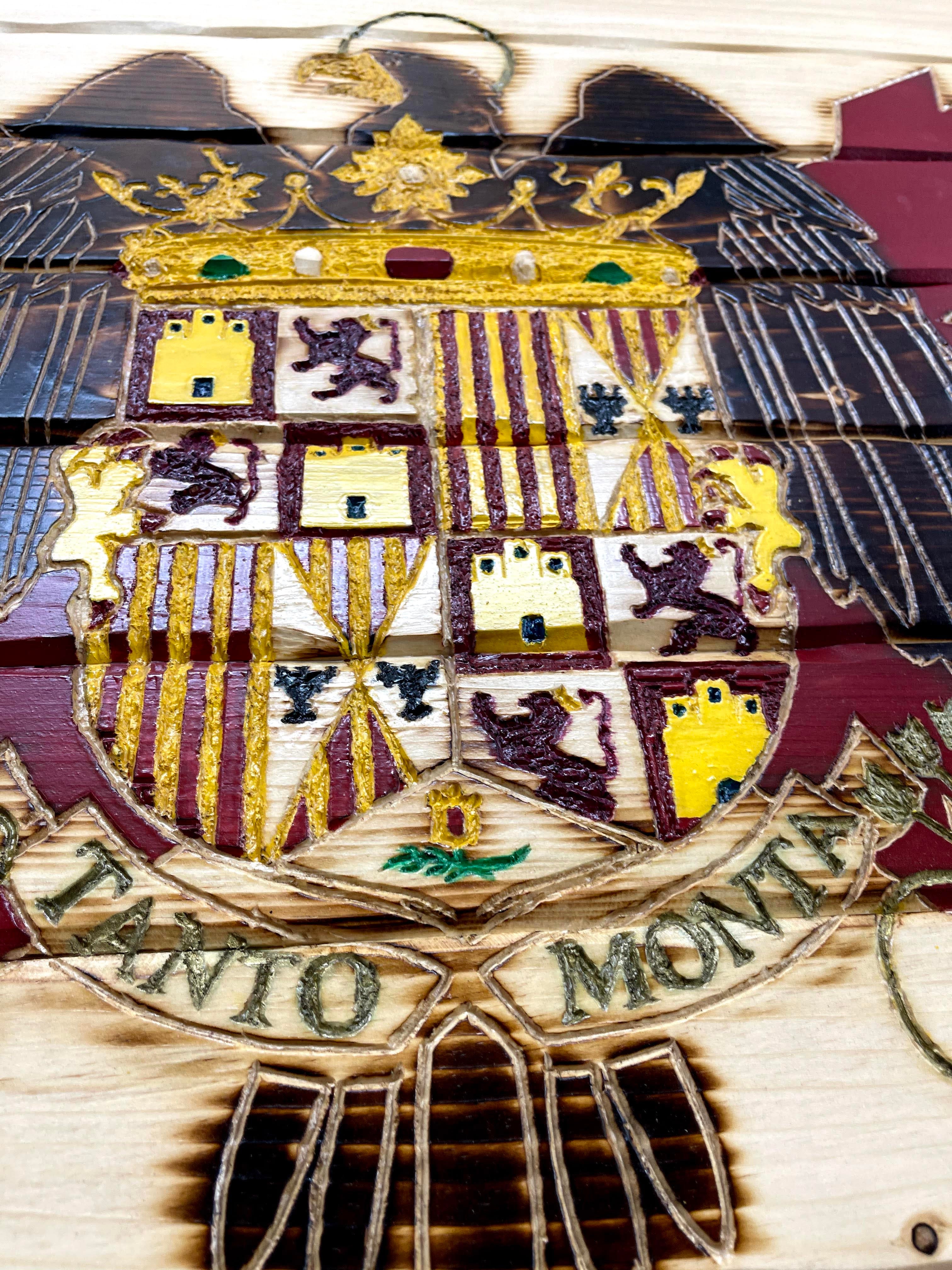 Spain Handcarved Wooden Flag