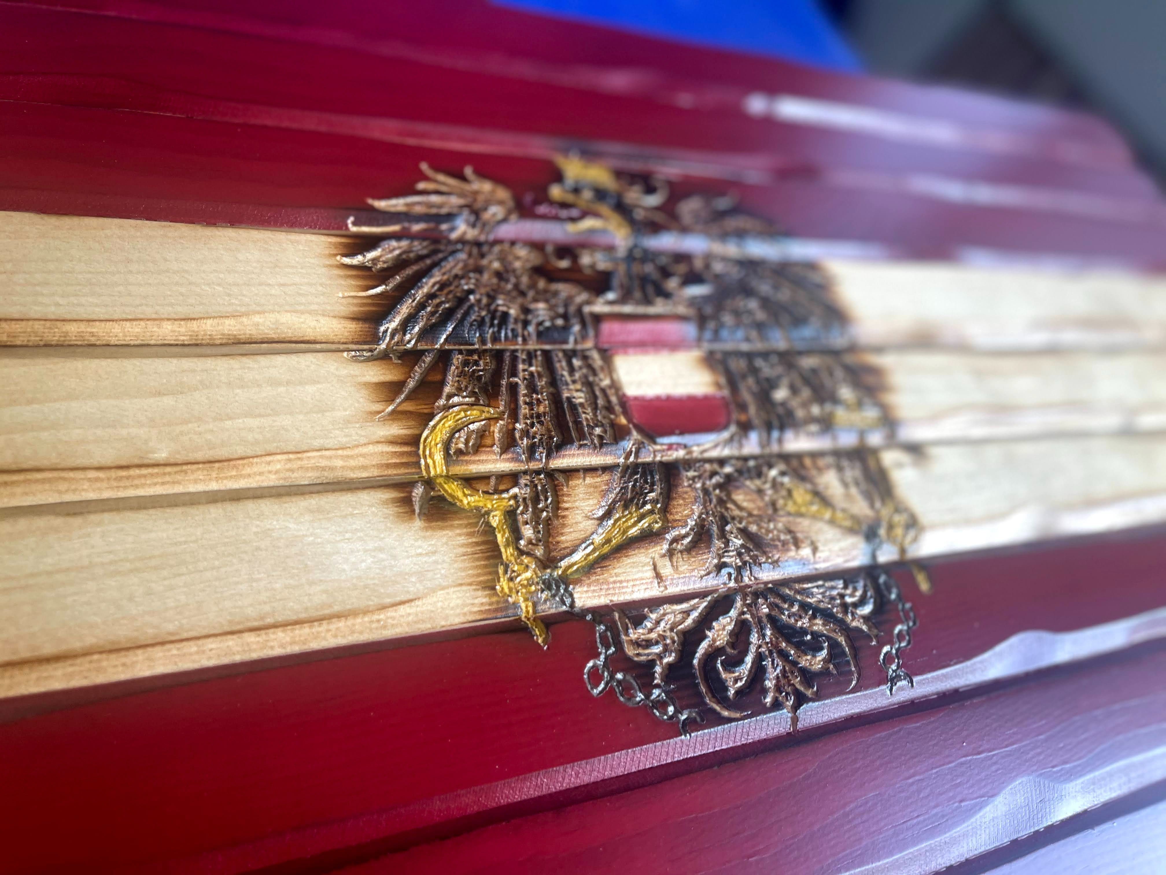 Austrian Handcarved Wooden Flag