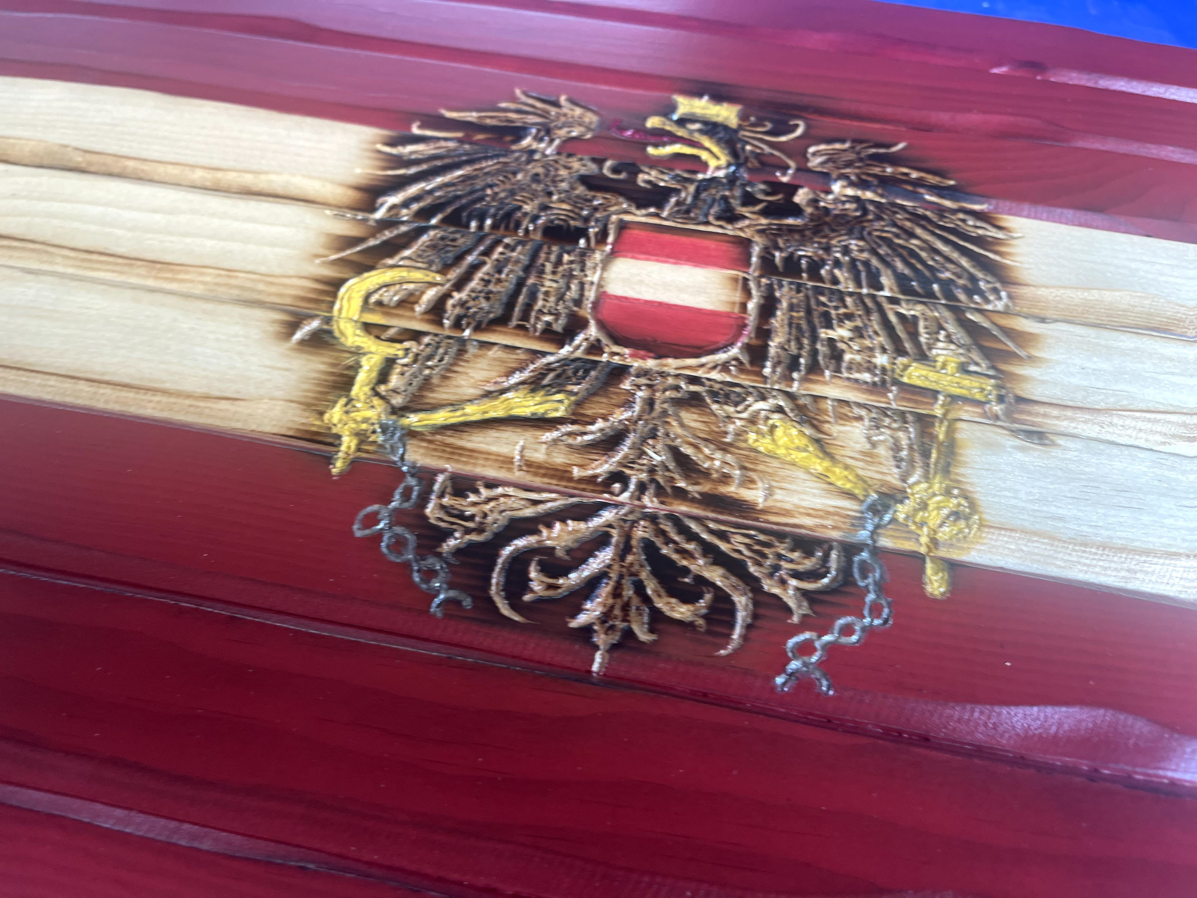 Austrian Handcarved Wooden Flag