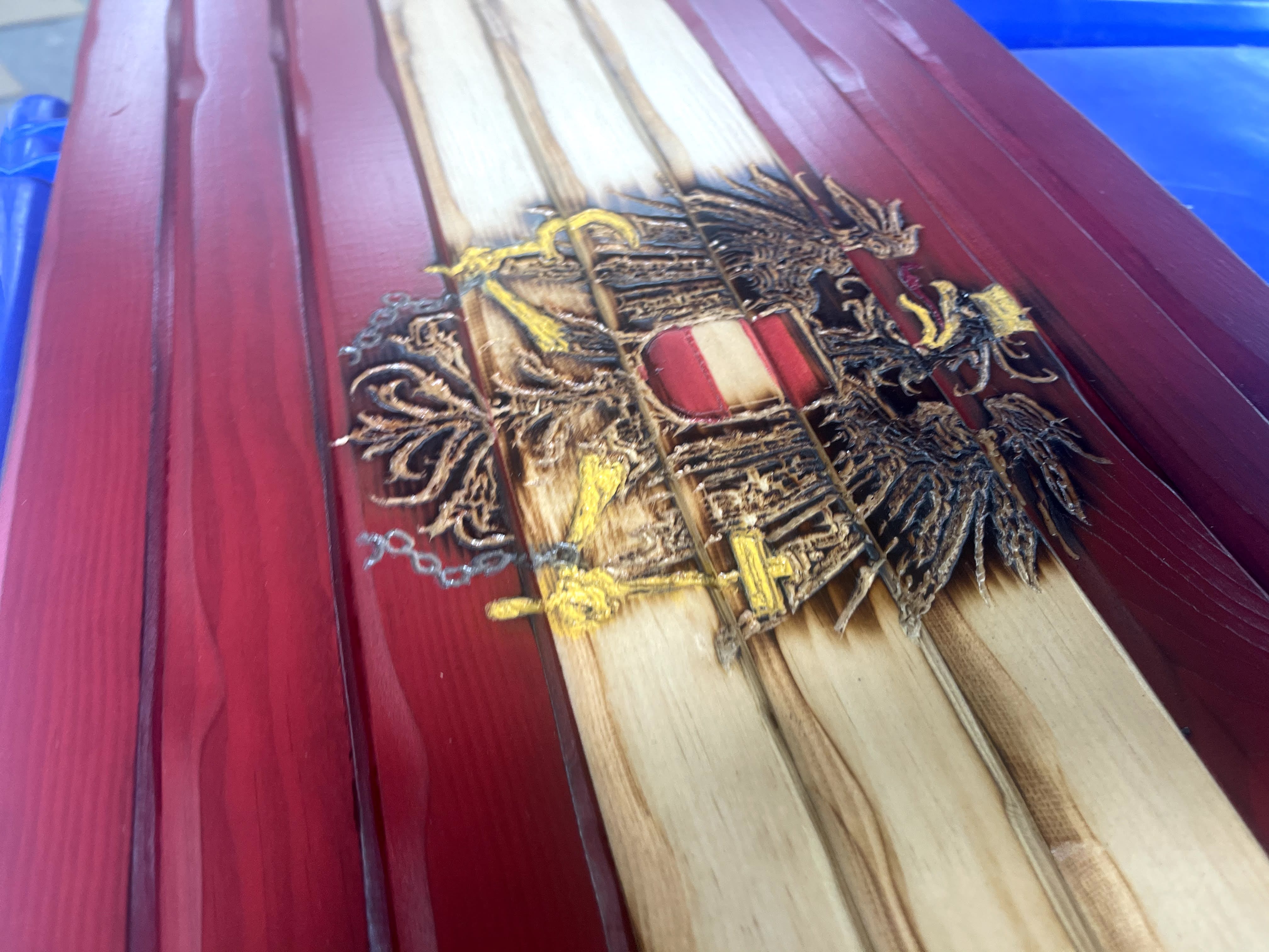 Austrian Handcarved Wooden Flag