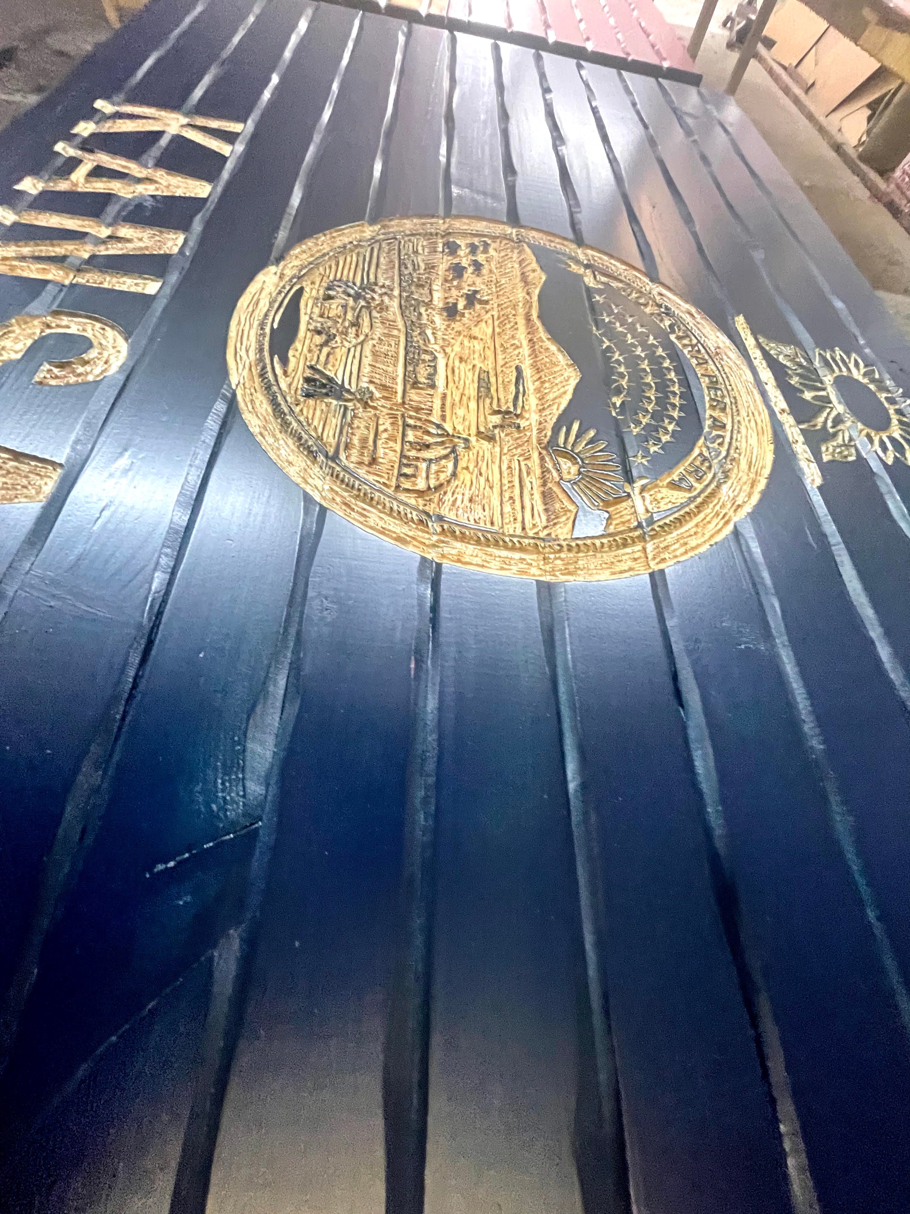 Kansas Handcarved Wooden Flag