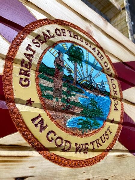 Florida Handcarved Wooden Flag