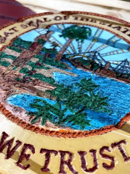 Florida Handcarved Wooden Flag