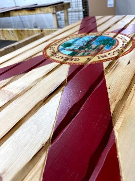 Florida Handcarved Wooden Flag