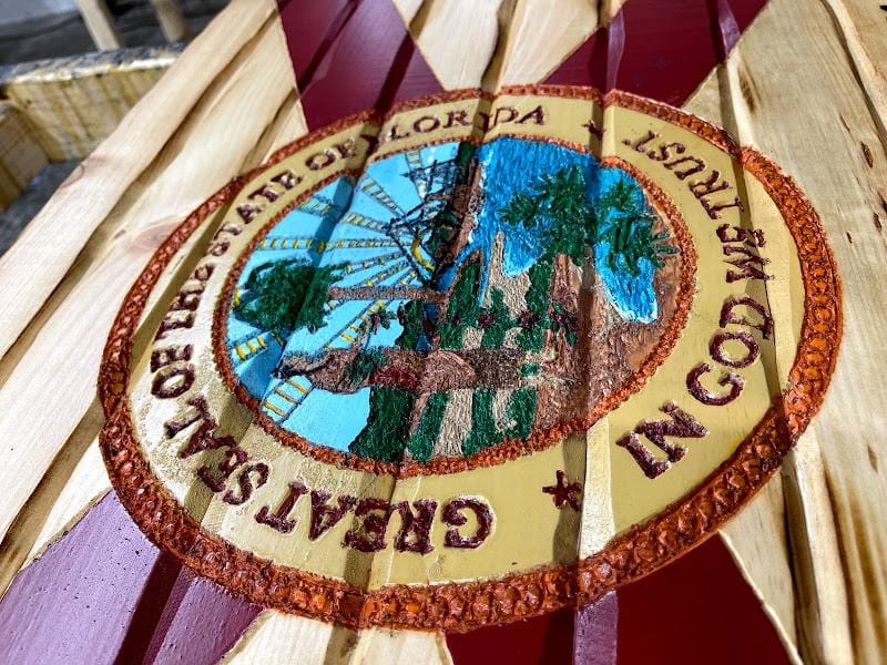 Florida Handcarved Wooden Flag