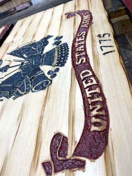 Army Full Handcarved Wooden Flag