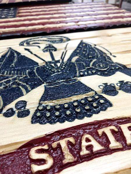 Army Full Handcarved Wooden Flag