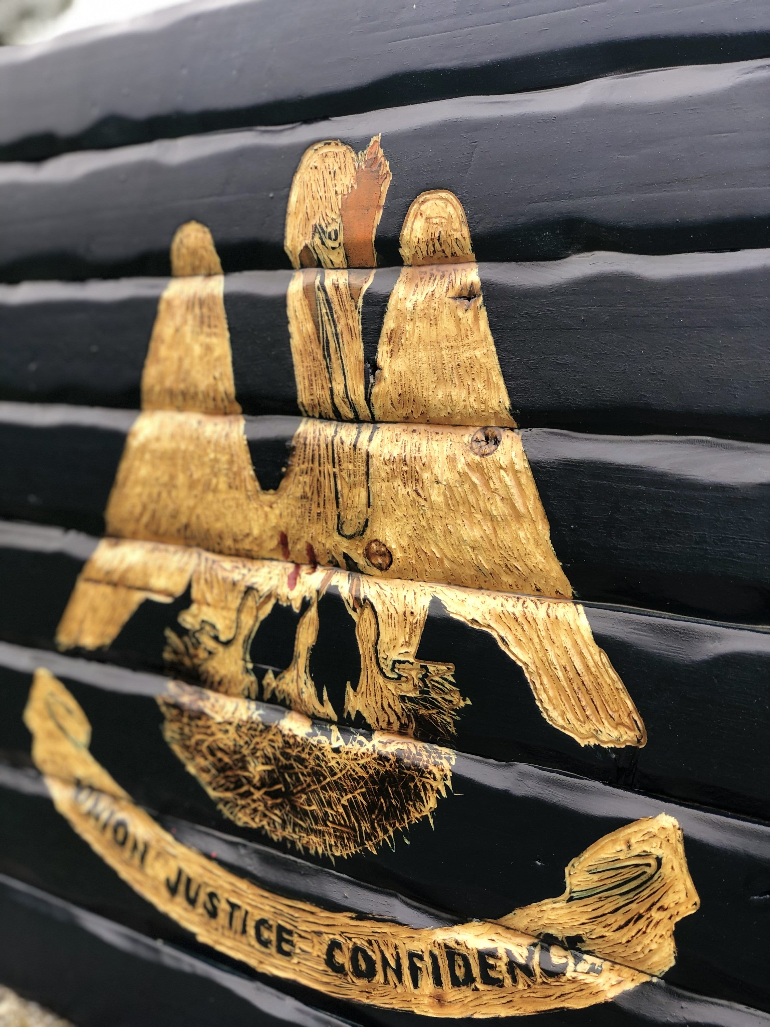 Louisiana Handcarved Wooden Flag