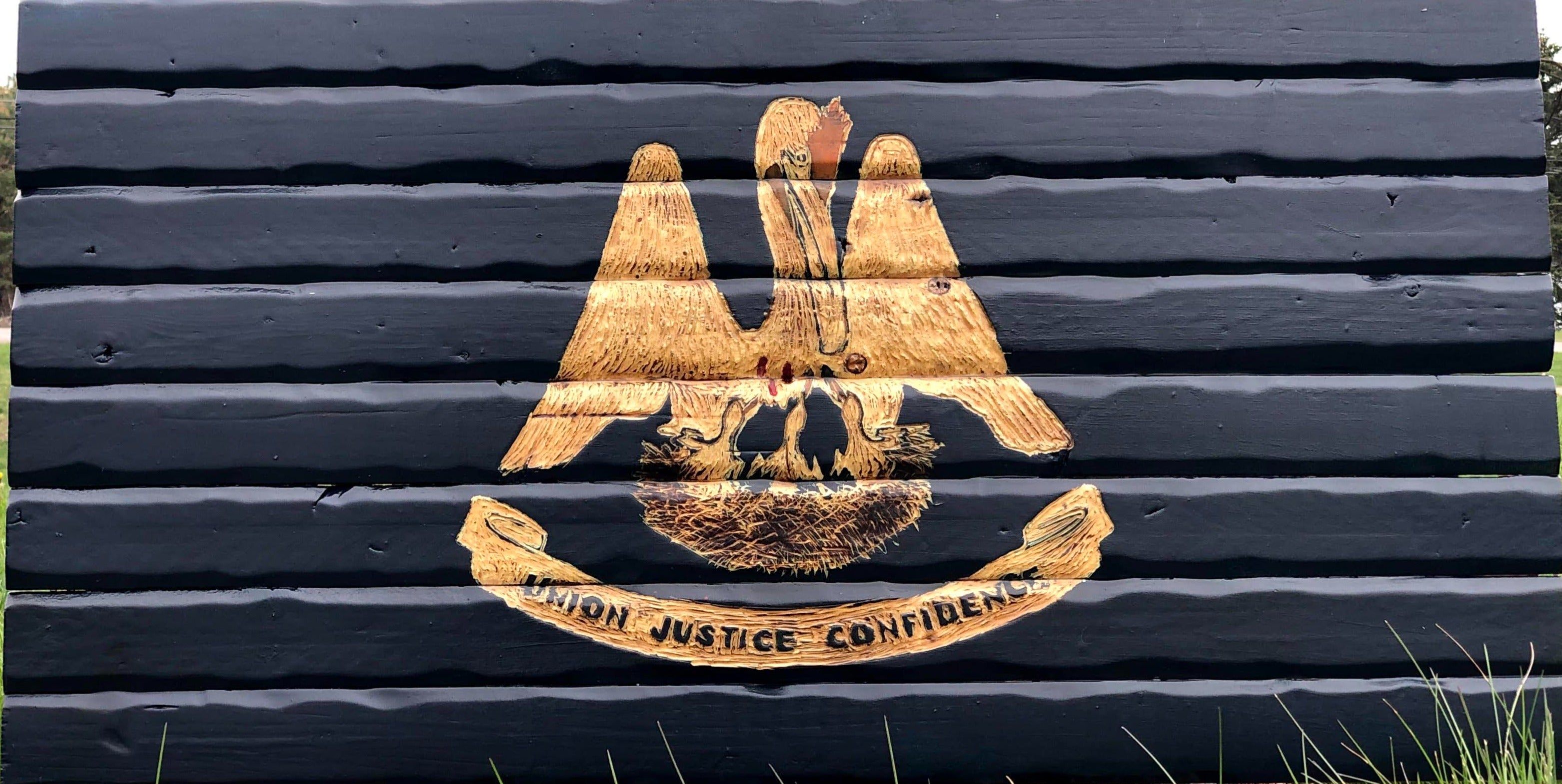 Louisiana Handcarved Wooden Flag
