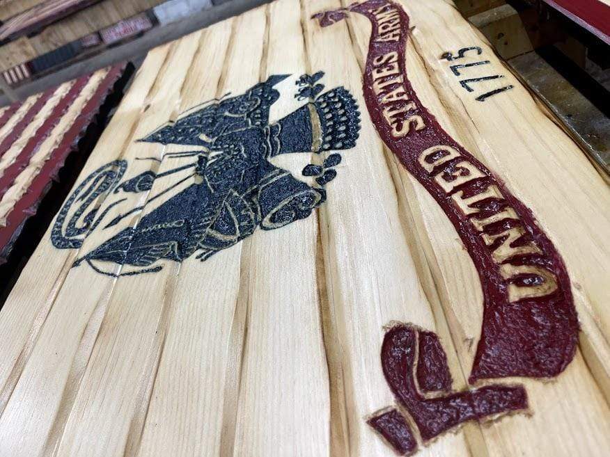 Army Full Handcarved Wooden Flag