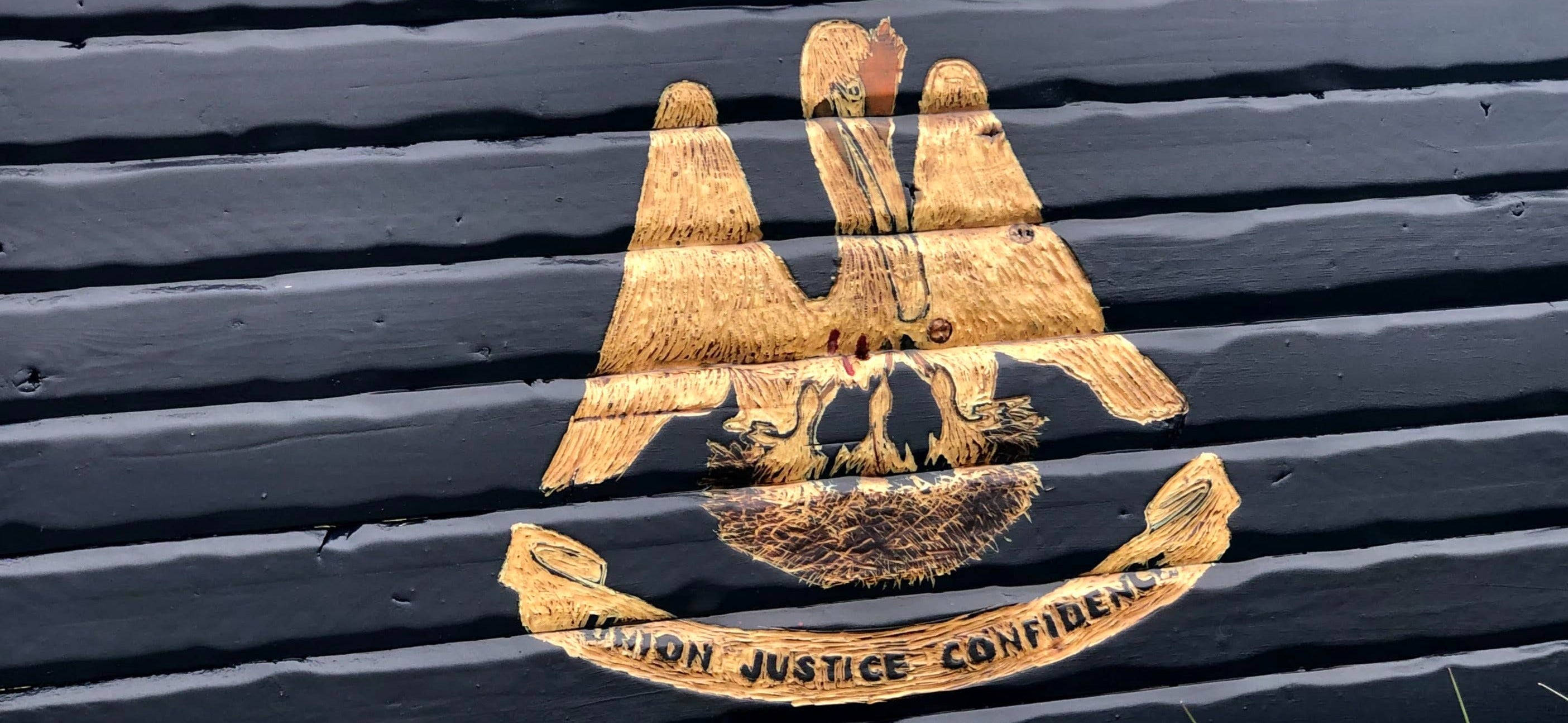 Louisiana Handcarved Wooden Flag