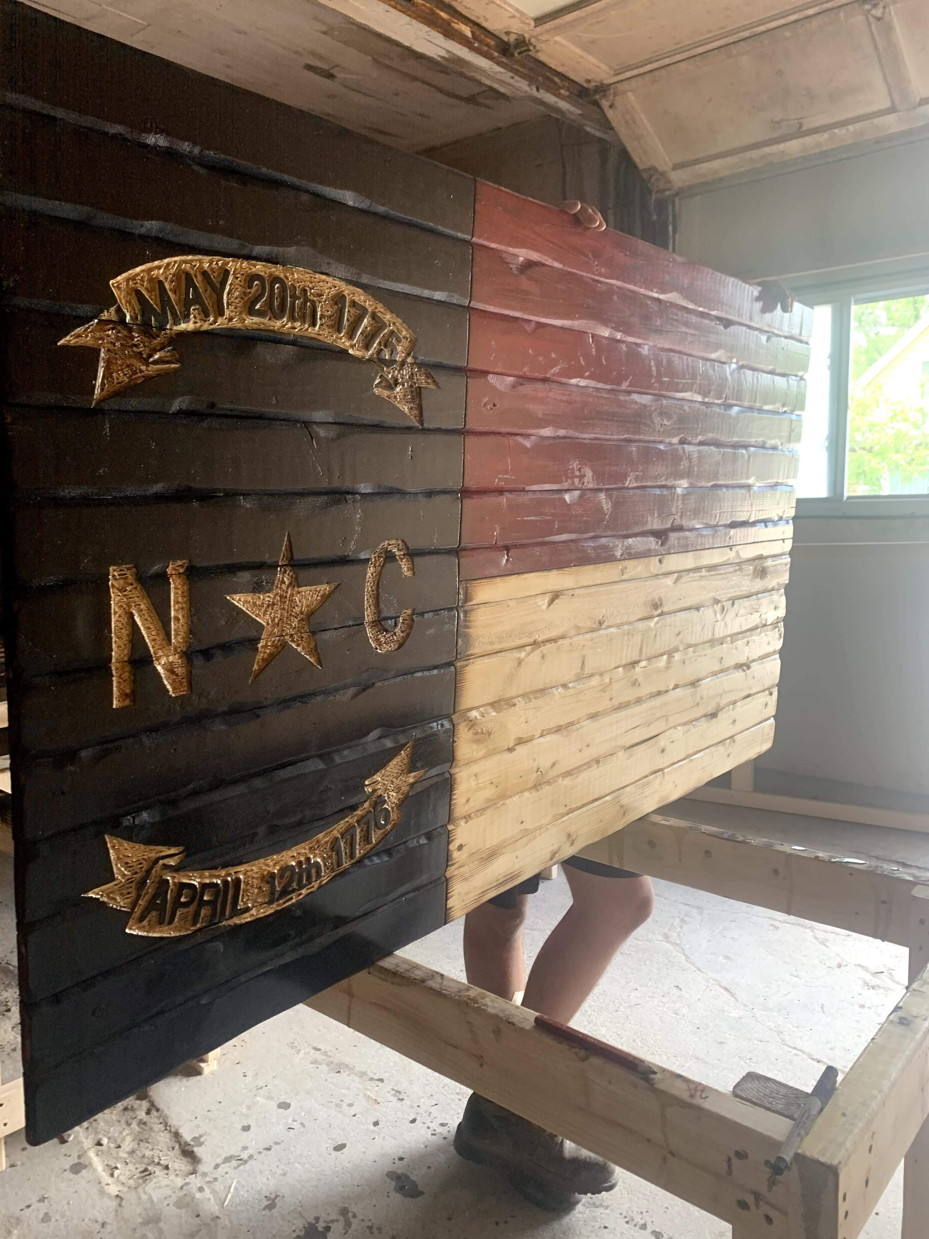 North Carolina Handmade Wooden Flag