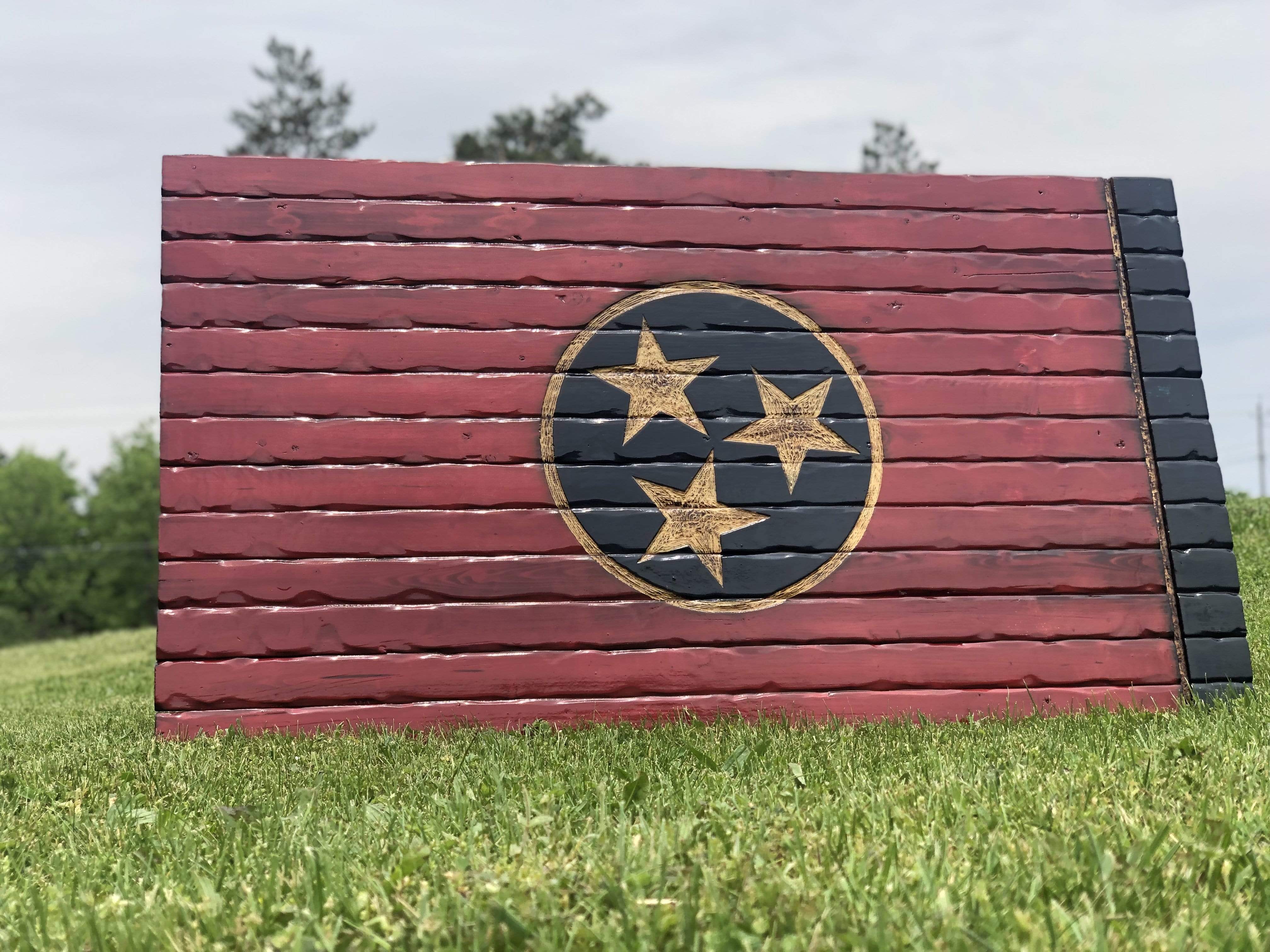 Tennessee Glory Handcarved Wooden Flag