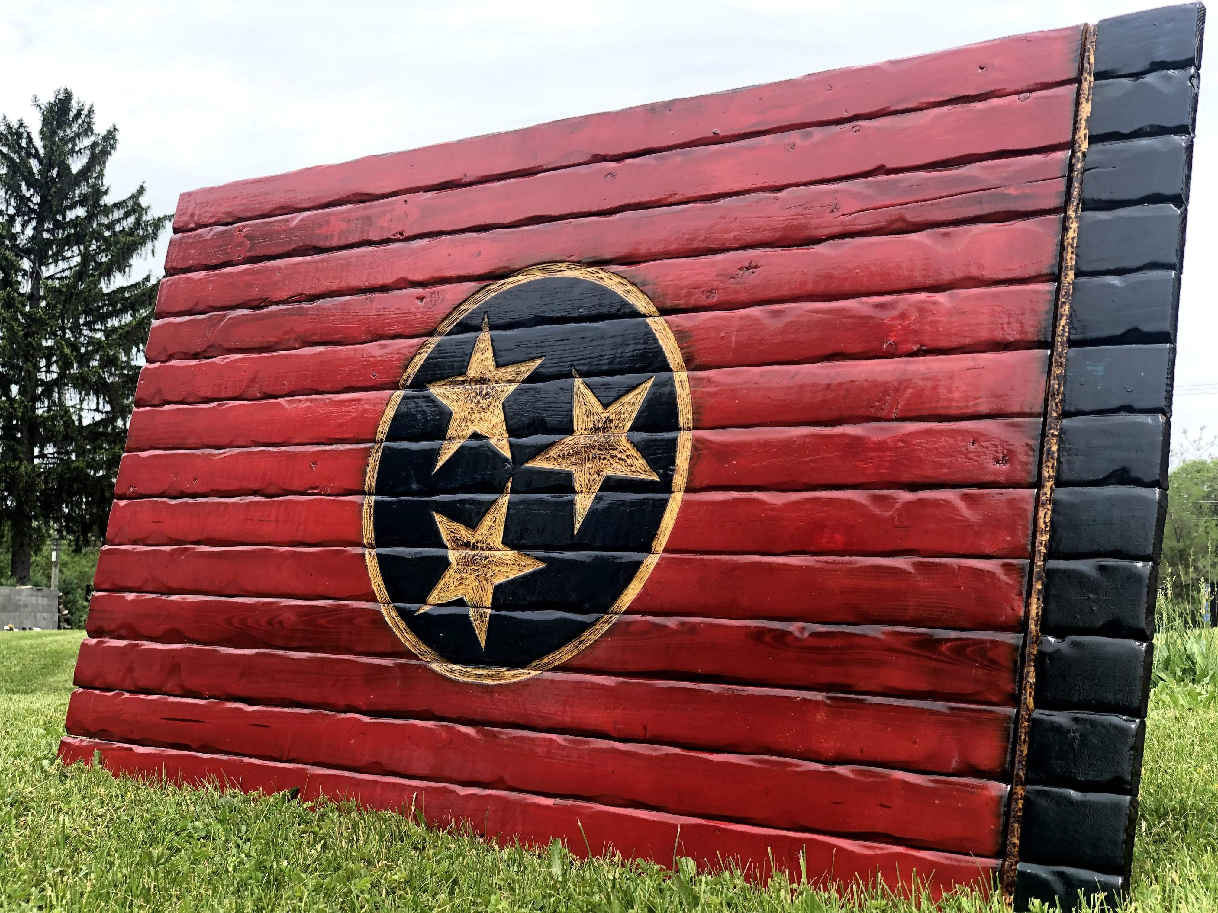 Tennessee Glory Handcarved Wooden Flag