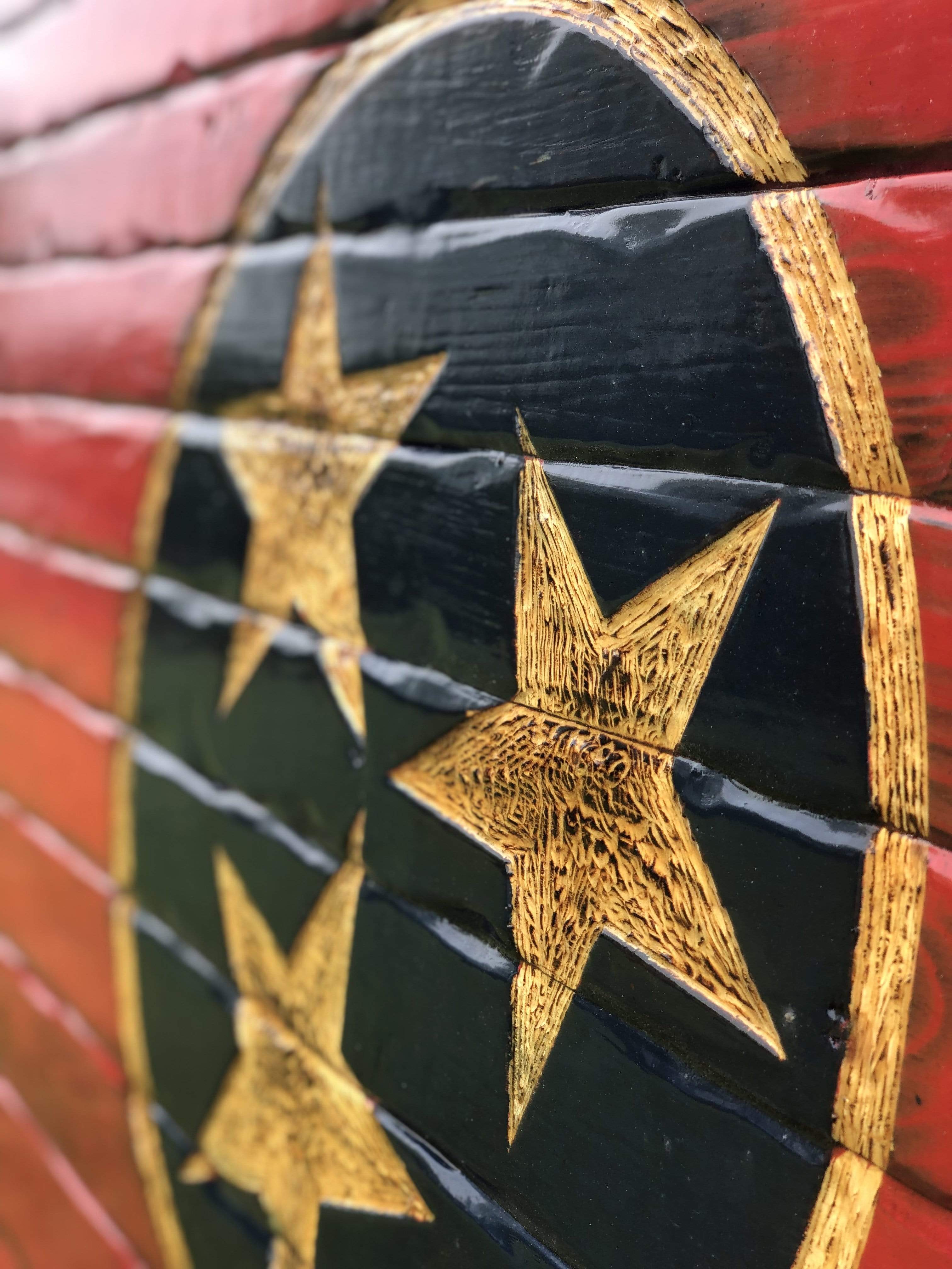 Tennessee Glory Handcarved Wooden Flag