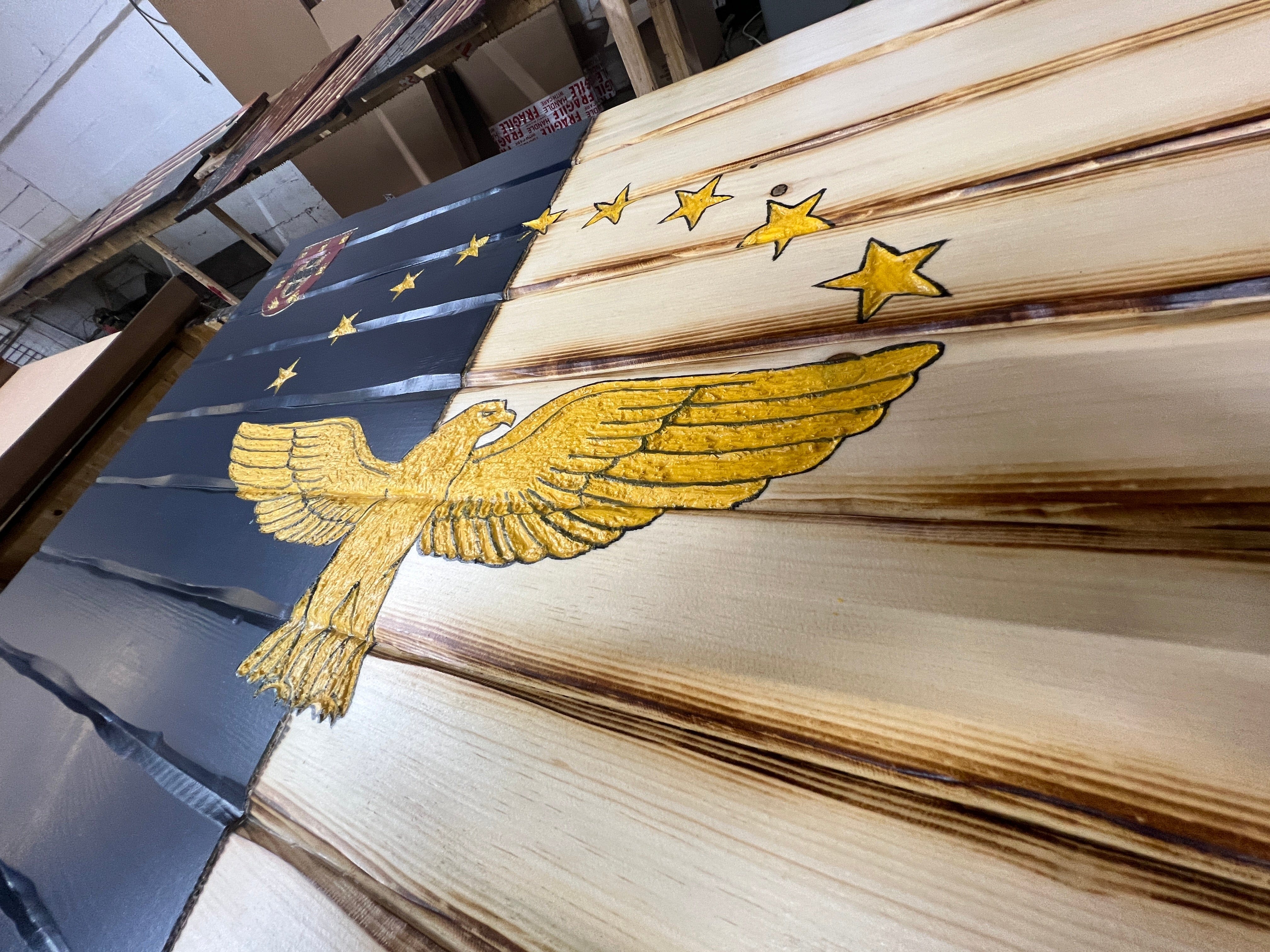 Azores Island Handcarved Wooden Flag