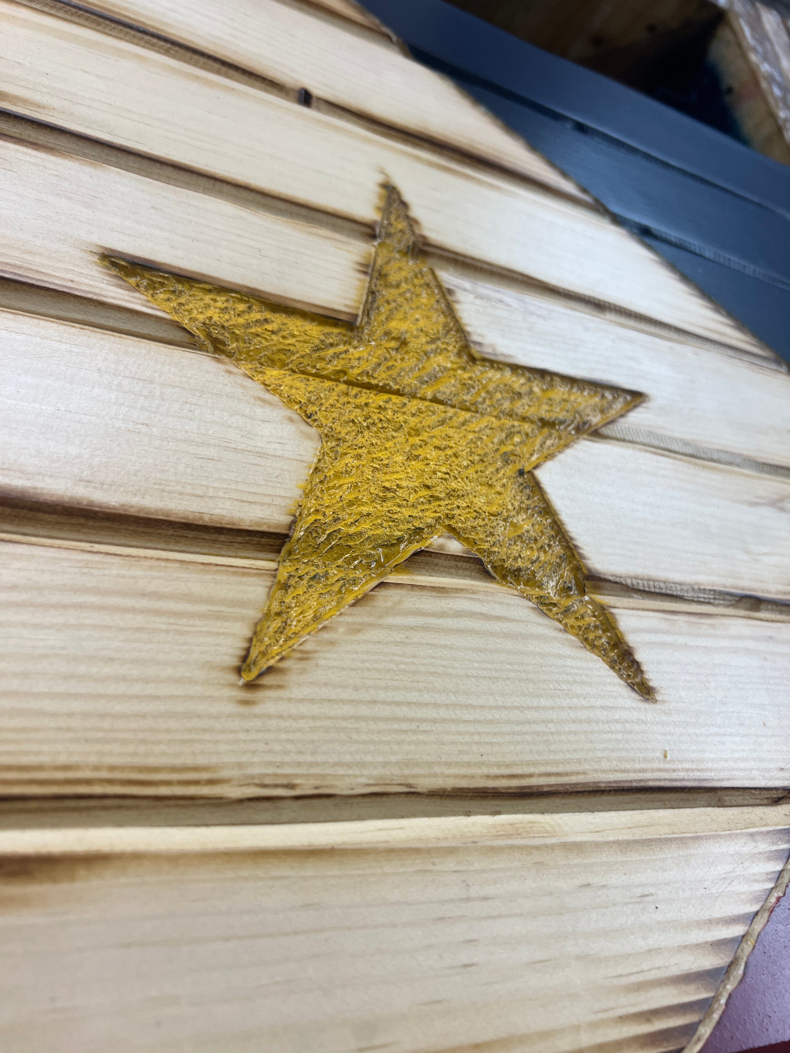 Flag of Acadiana Handcarved Wooden Flag