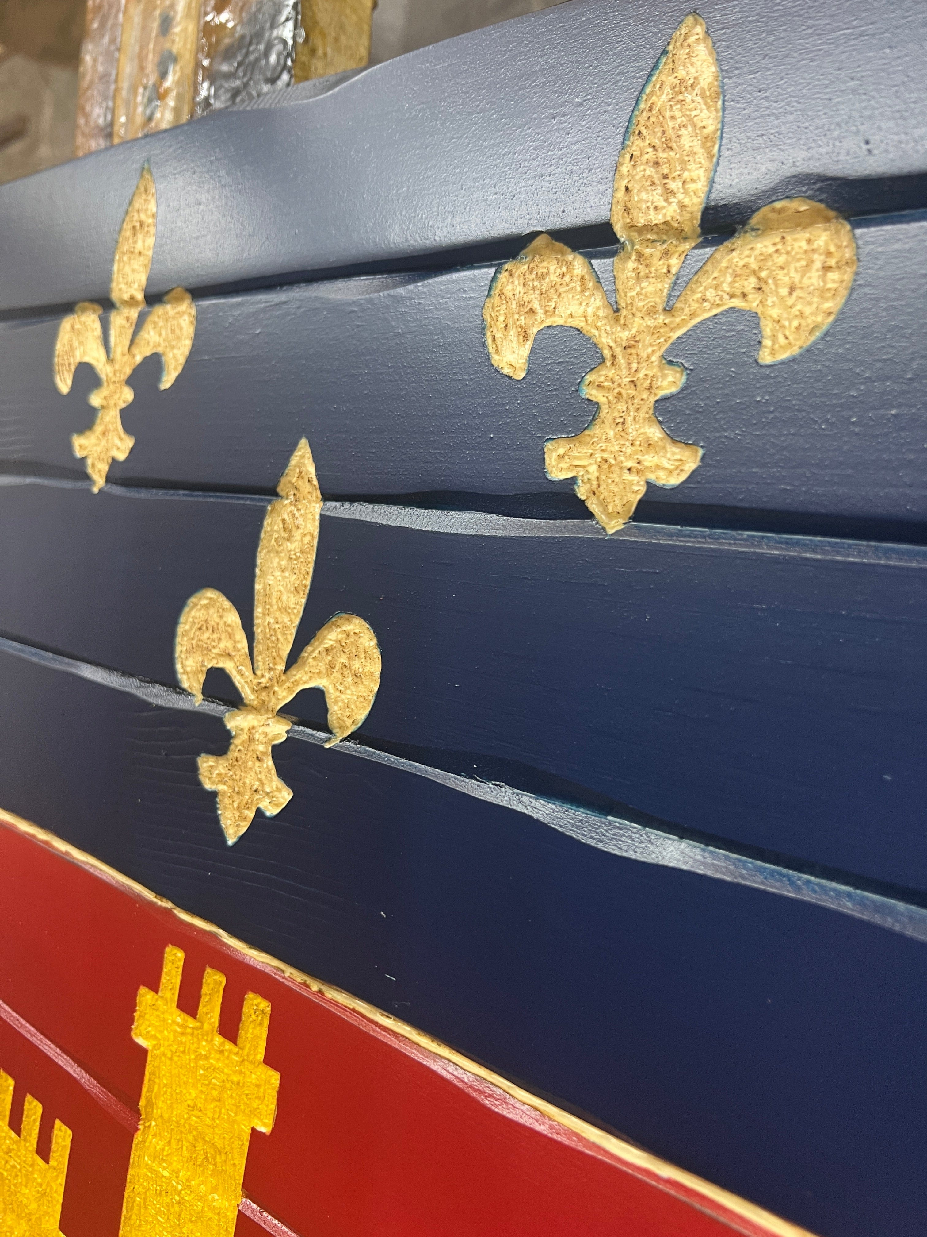 Flag of Acadiana Handcarved Wooden Flag