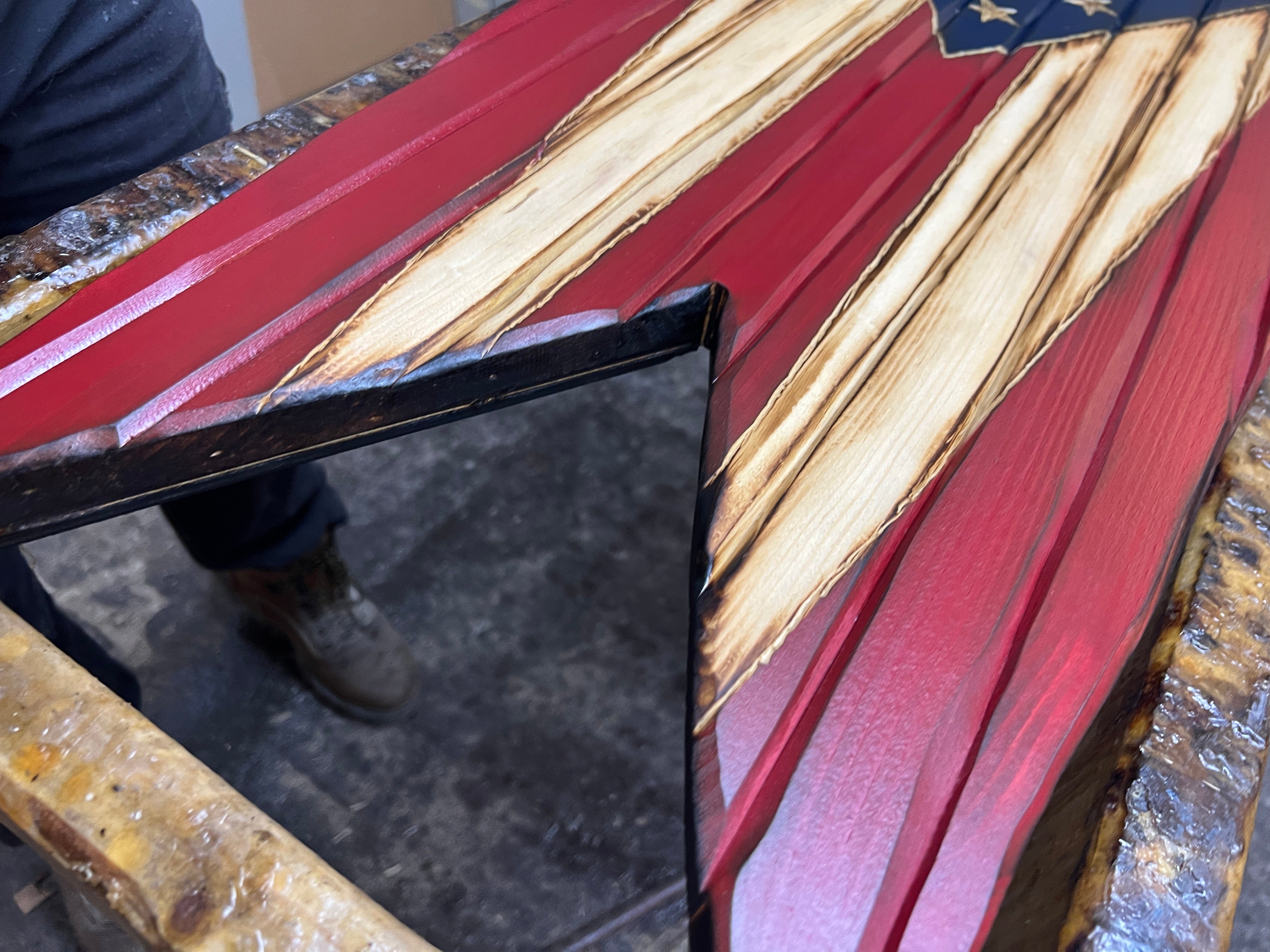 Ohio Handcarved Wooden Flag