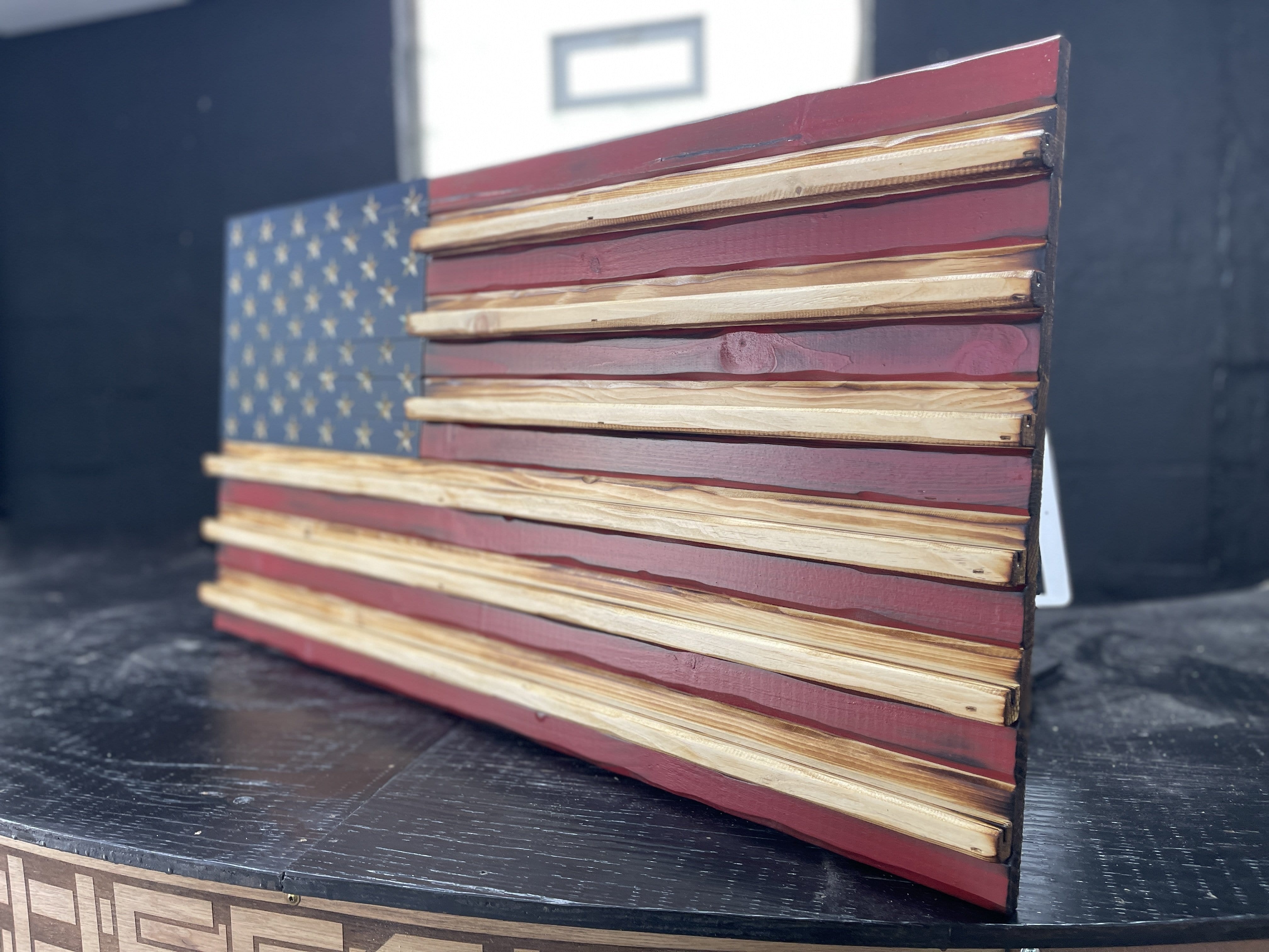 Coin Holder Old Glory American Handmade Wooden Flag