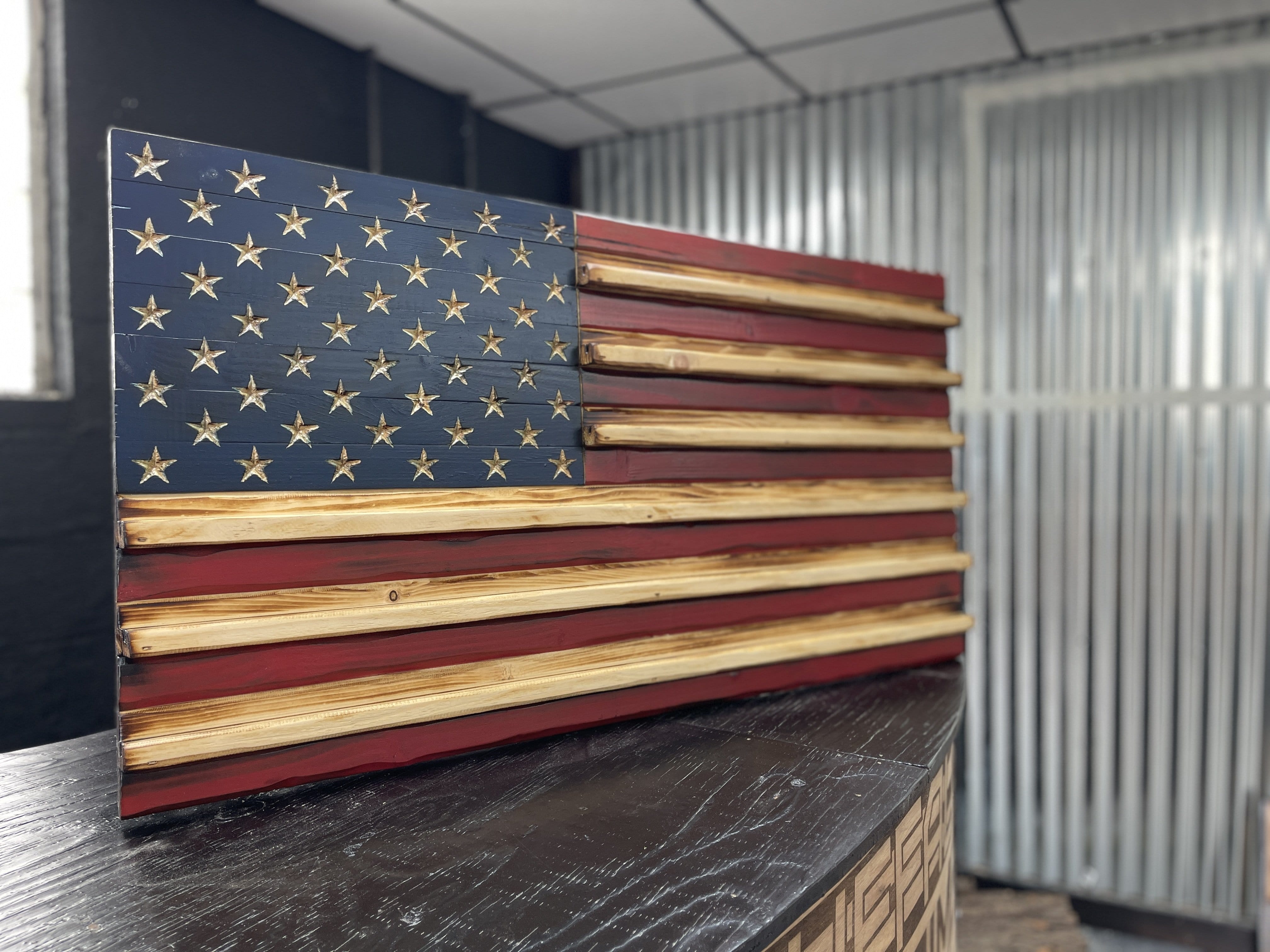 Coin Holder Old Glory American Handmade Wooden Flag