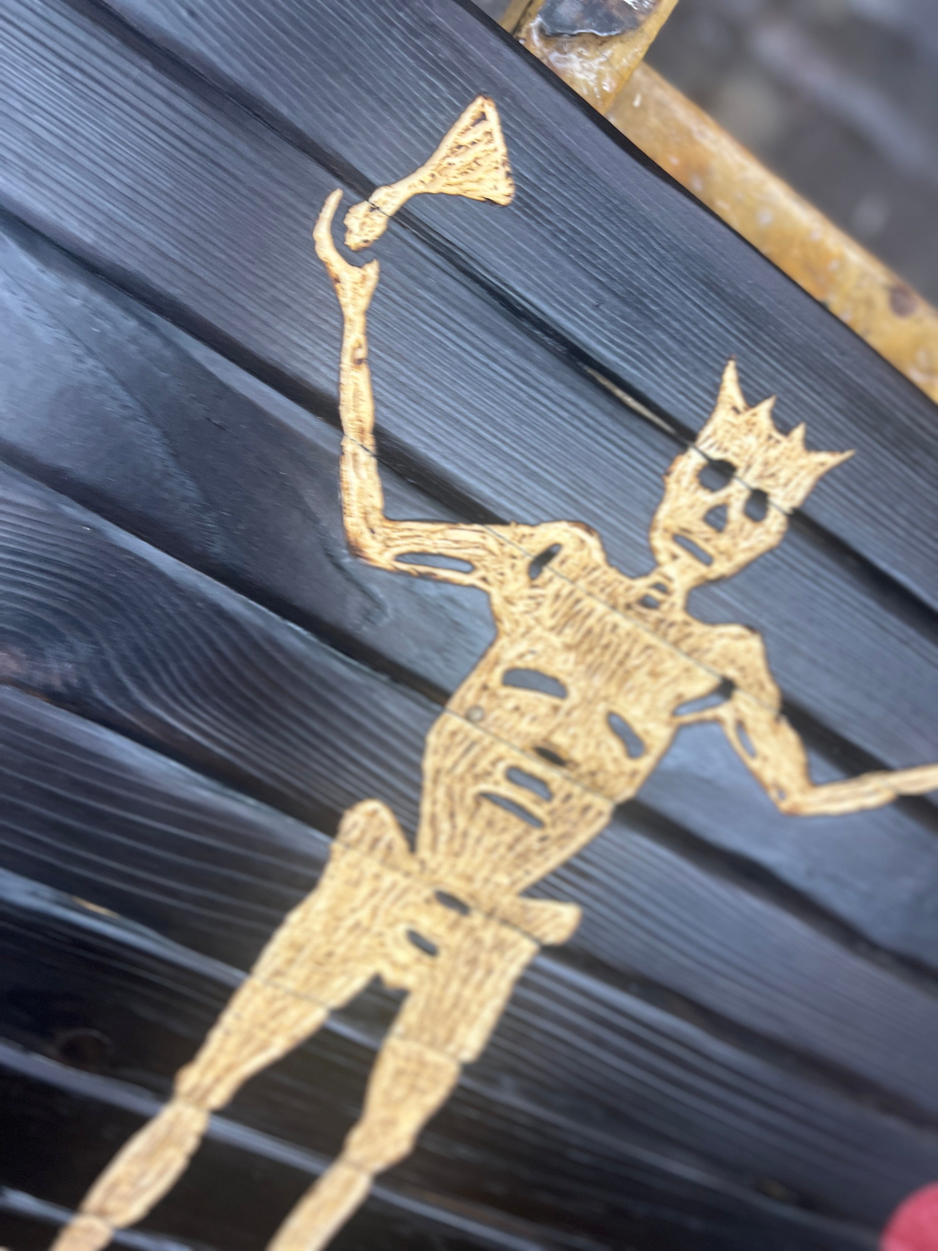 Black Beard Handcarved Wooden Flag