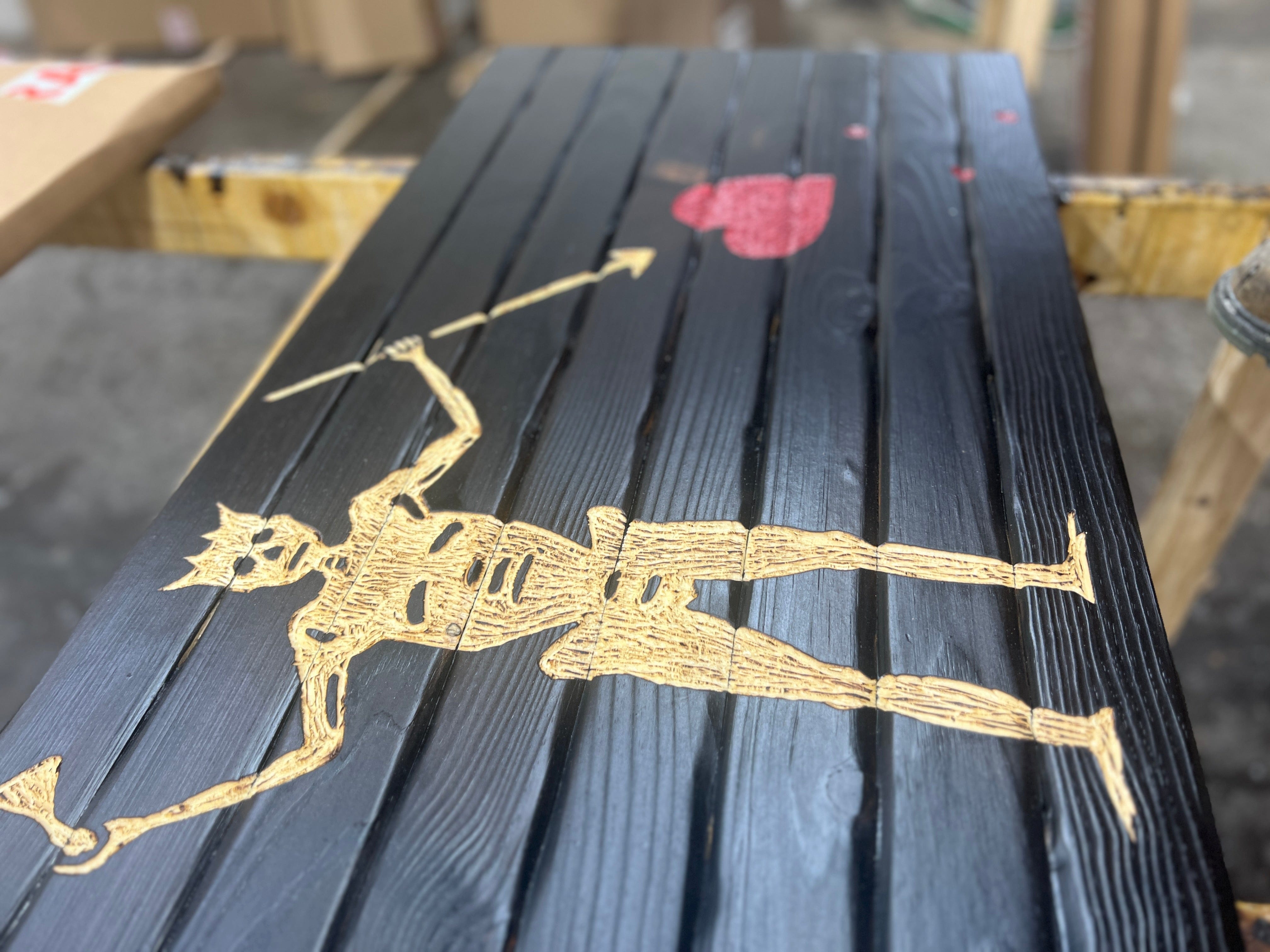 Black Beard Handcarved Wooden Flag