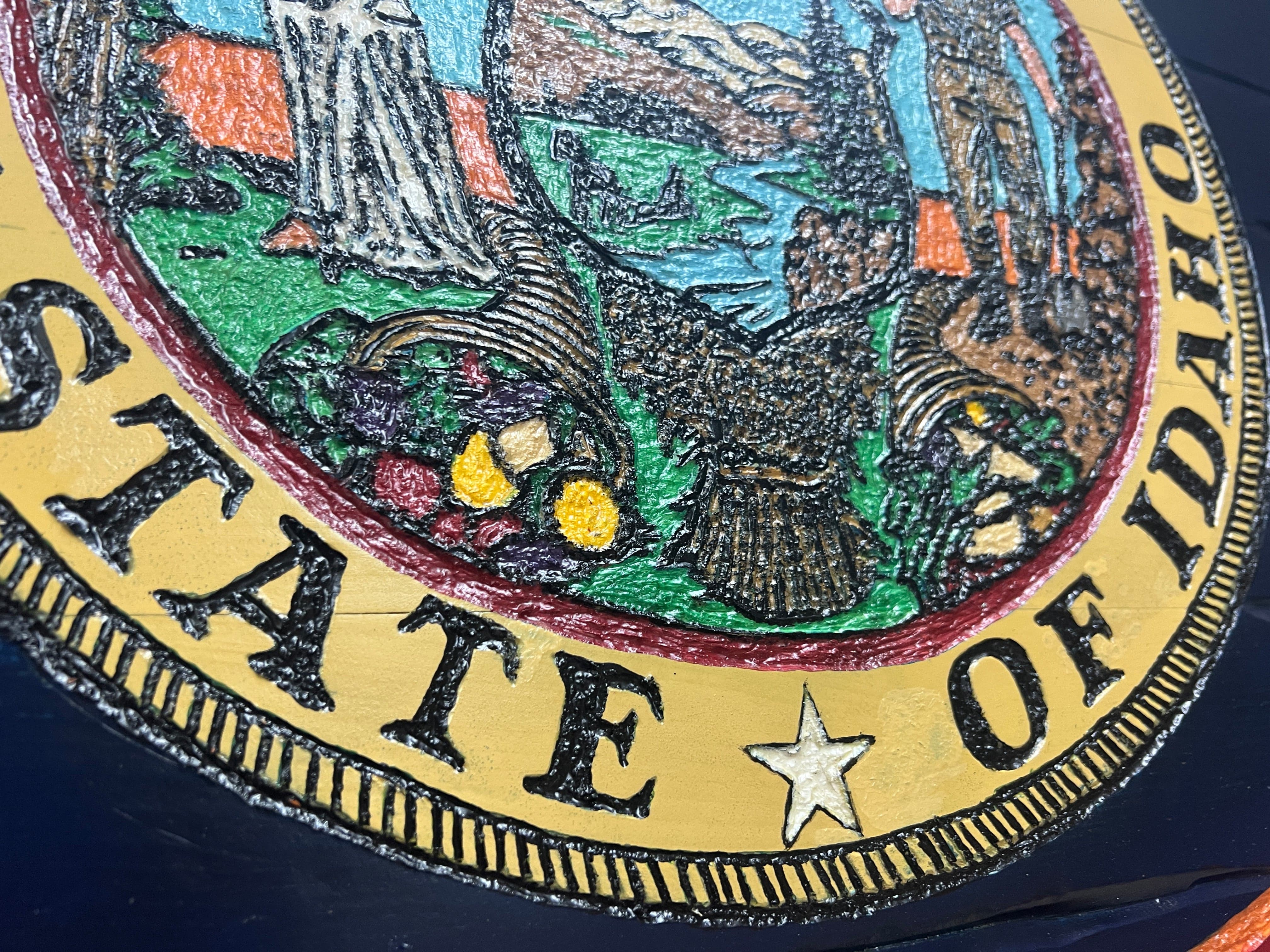Idaho Handcarved Wooden Flag