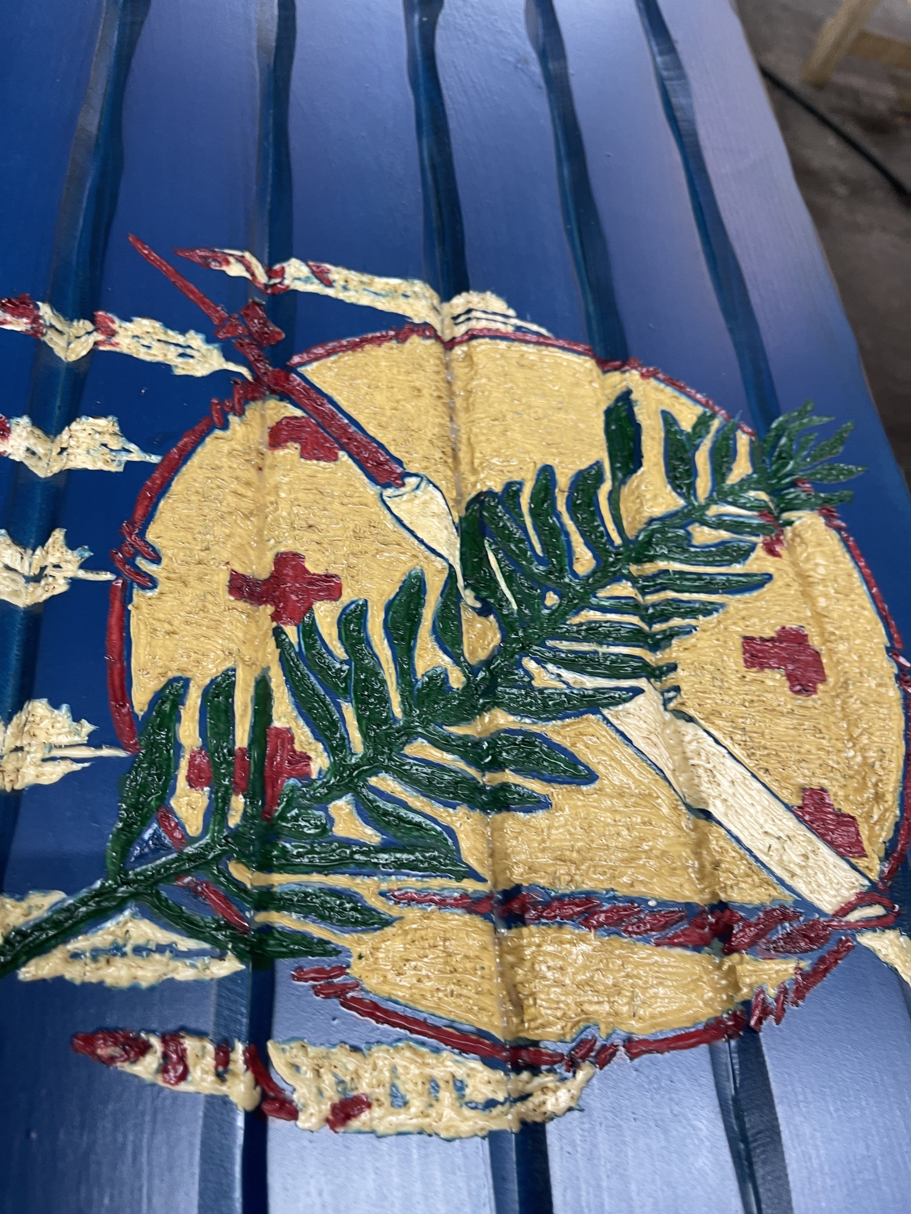 Oklahoma Handcarved Wooden Flag