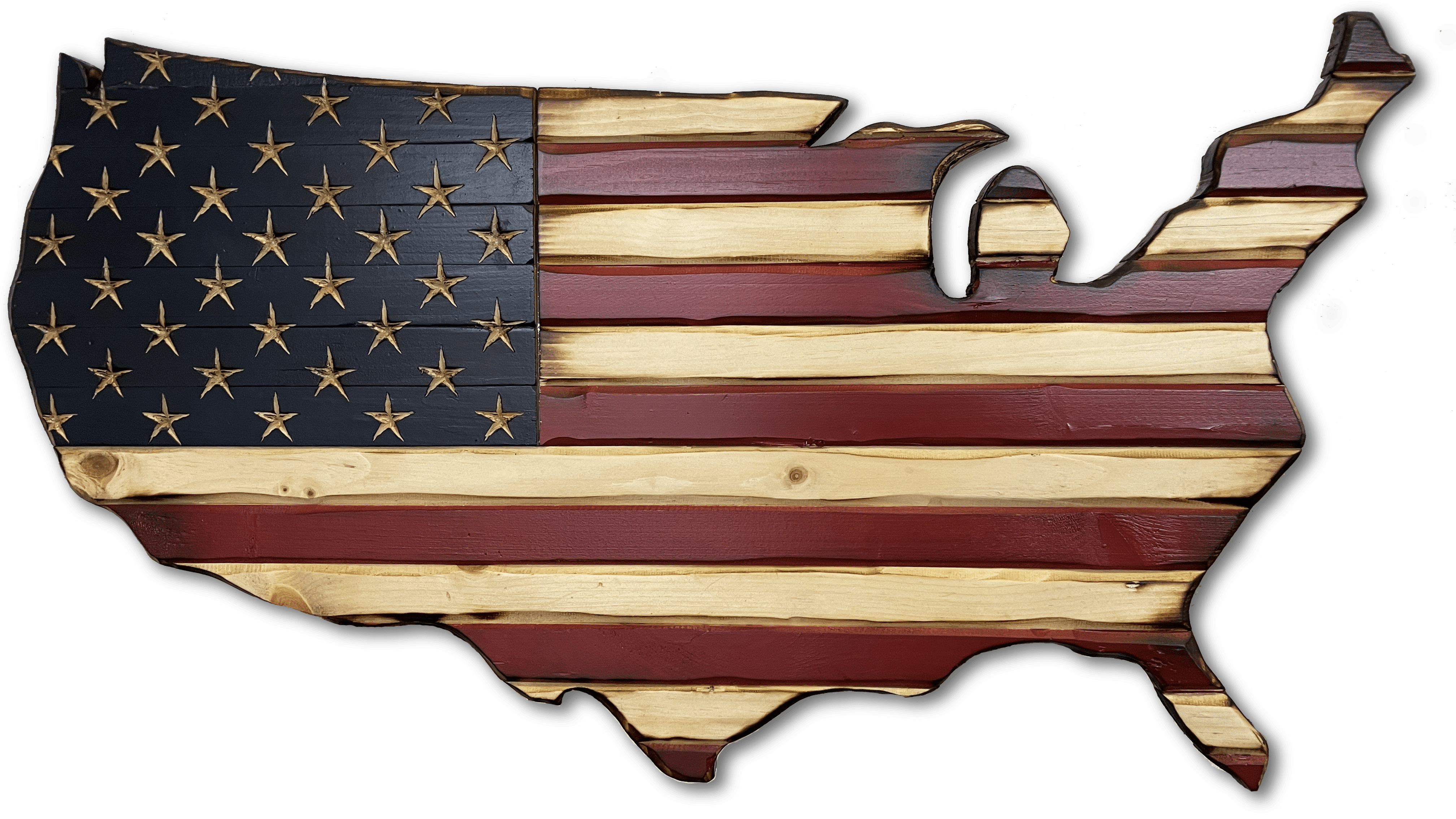 USA Outline Old Glory American Handmade Wooden Flag