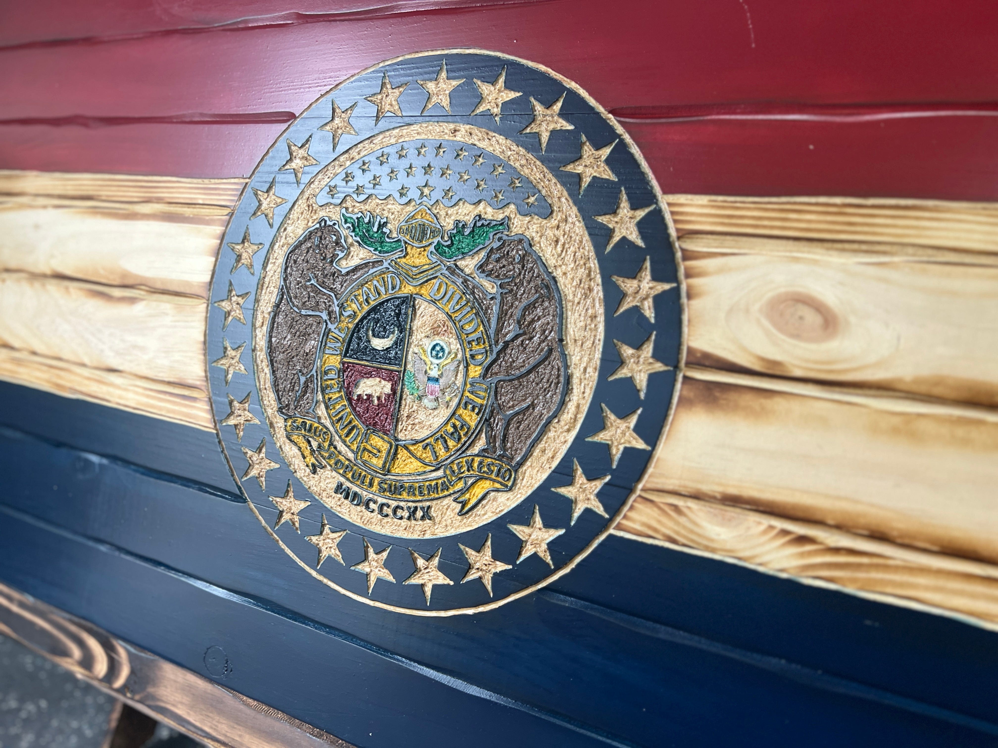 Missouri Handcarved Wooden Flag