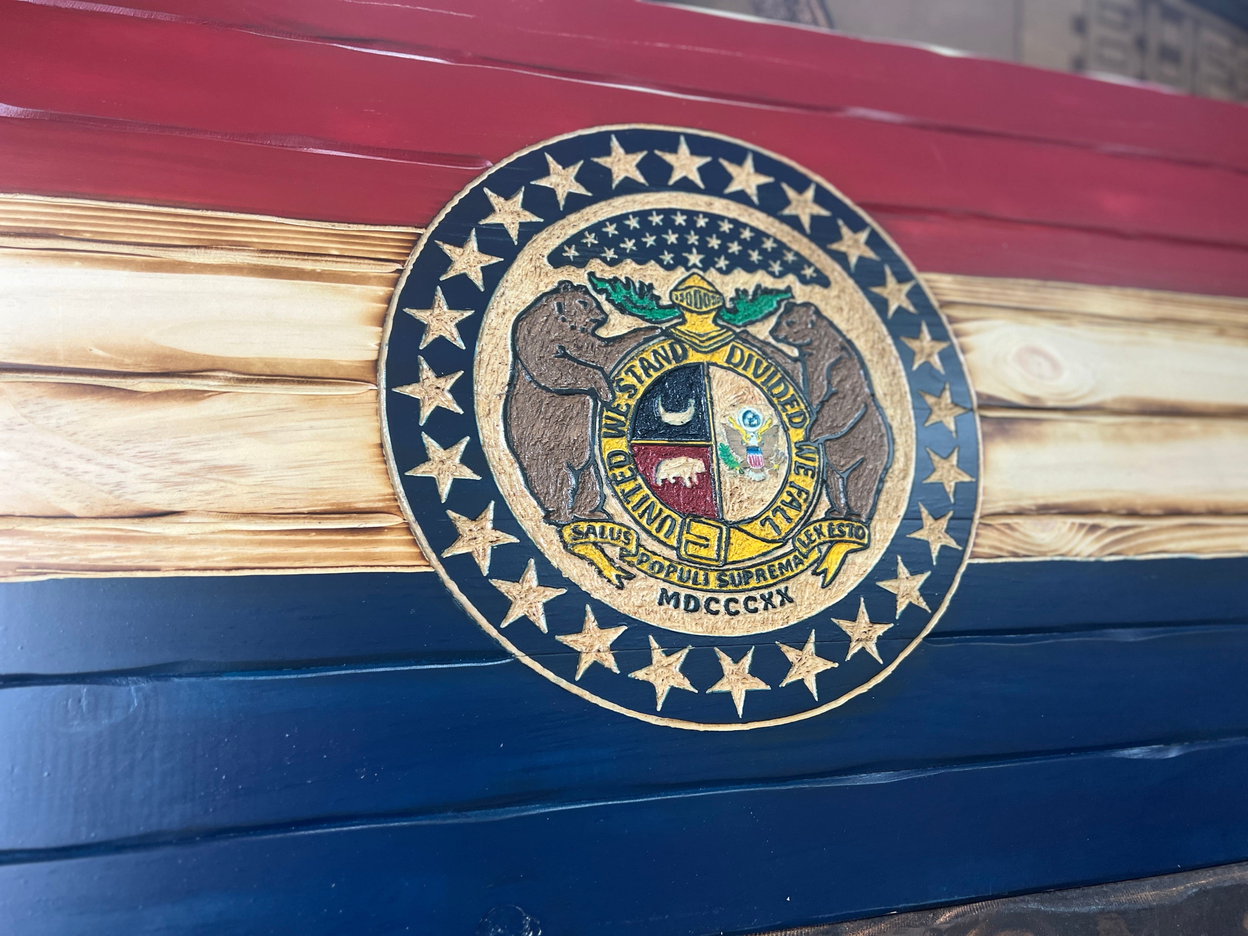 Missouri Handcarved Wooden Flag