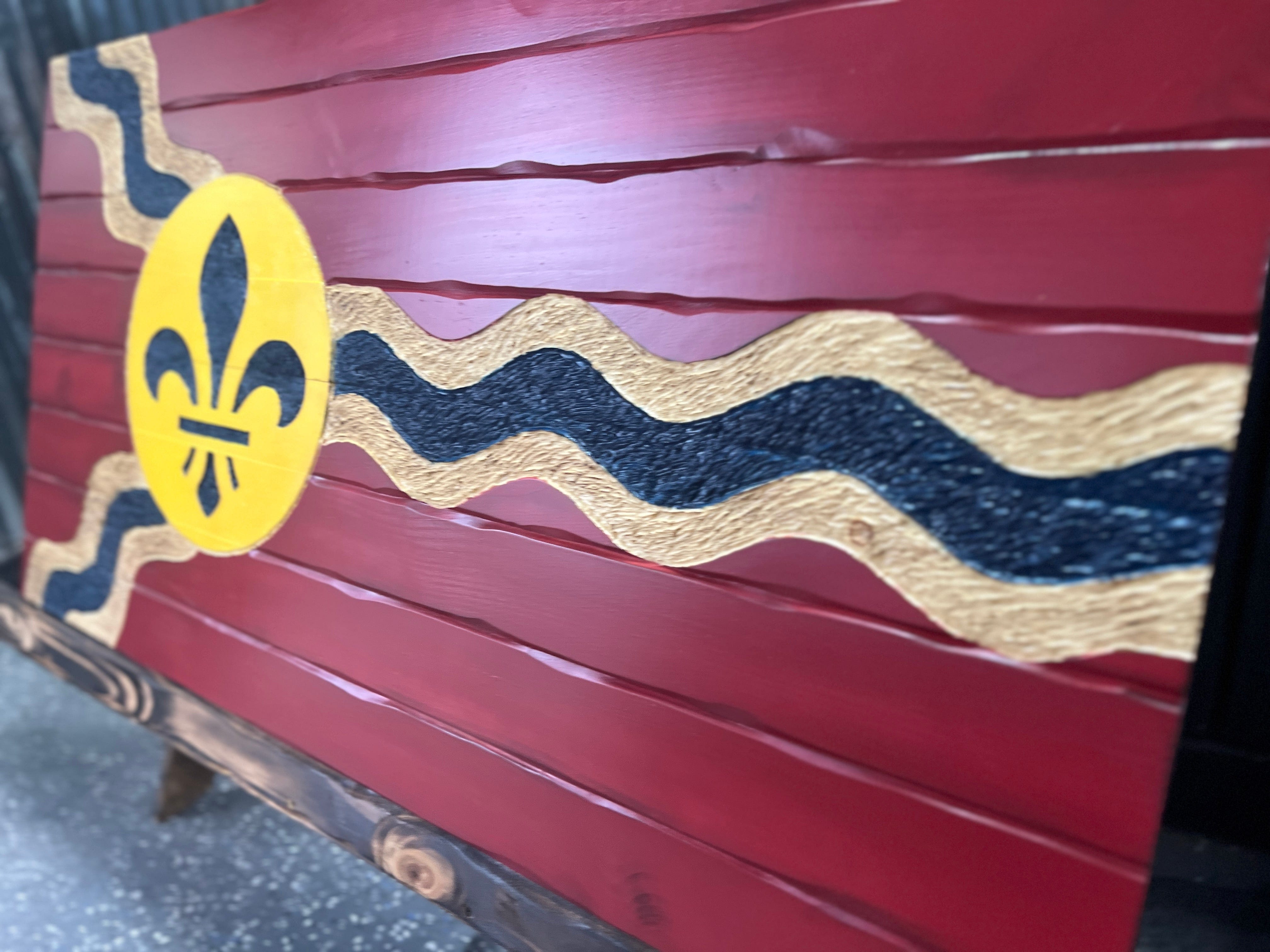 St. Louis Handcarved Wooden Flag