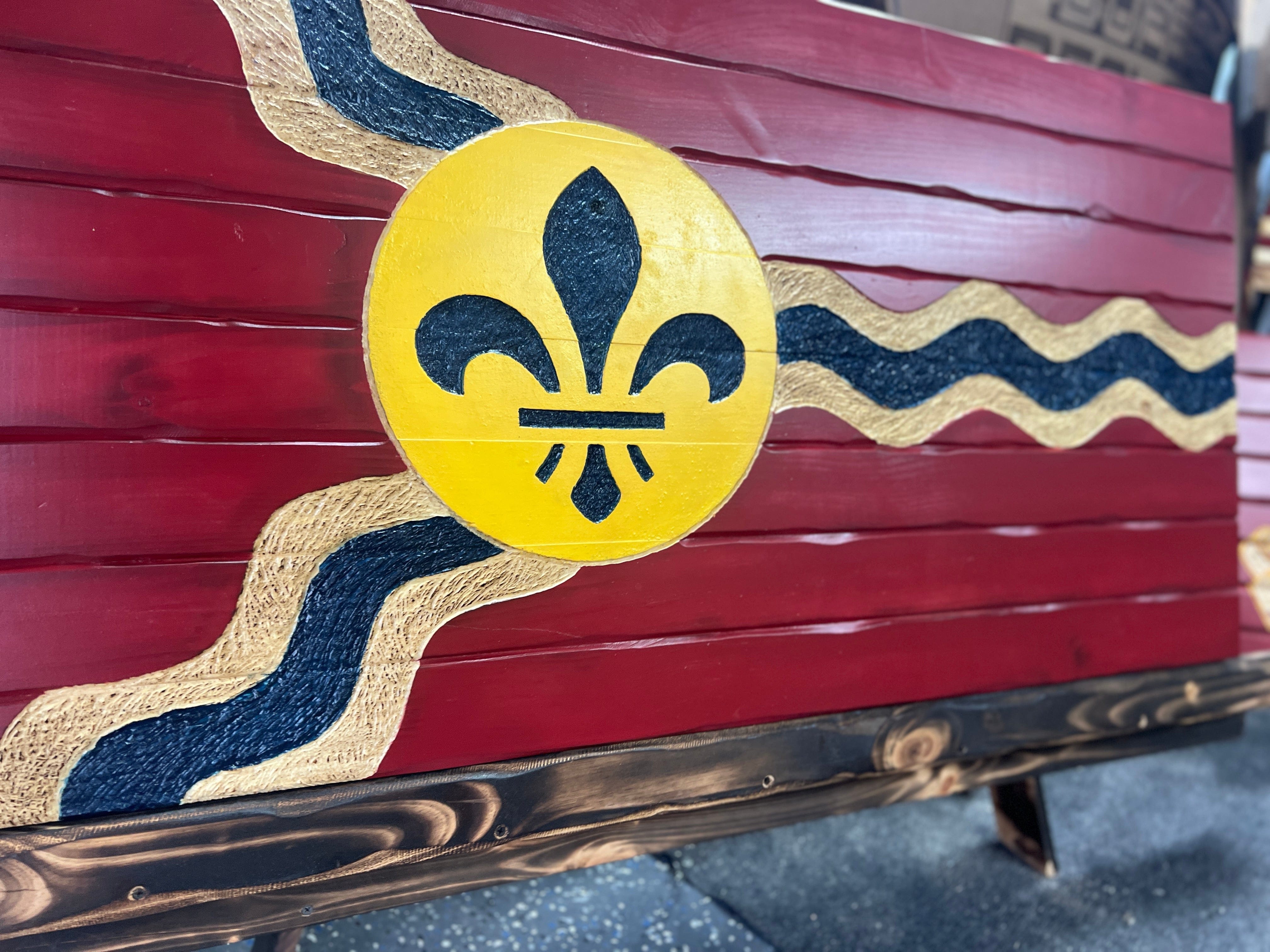 St. Louis Handcarved Wooden Flag