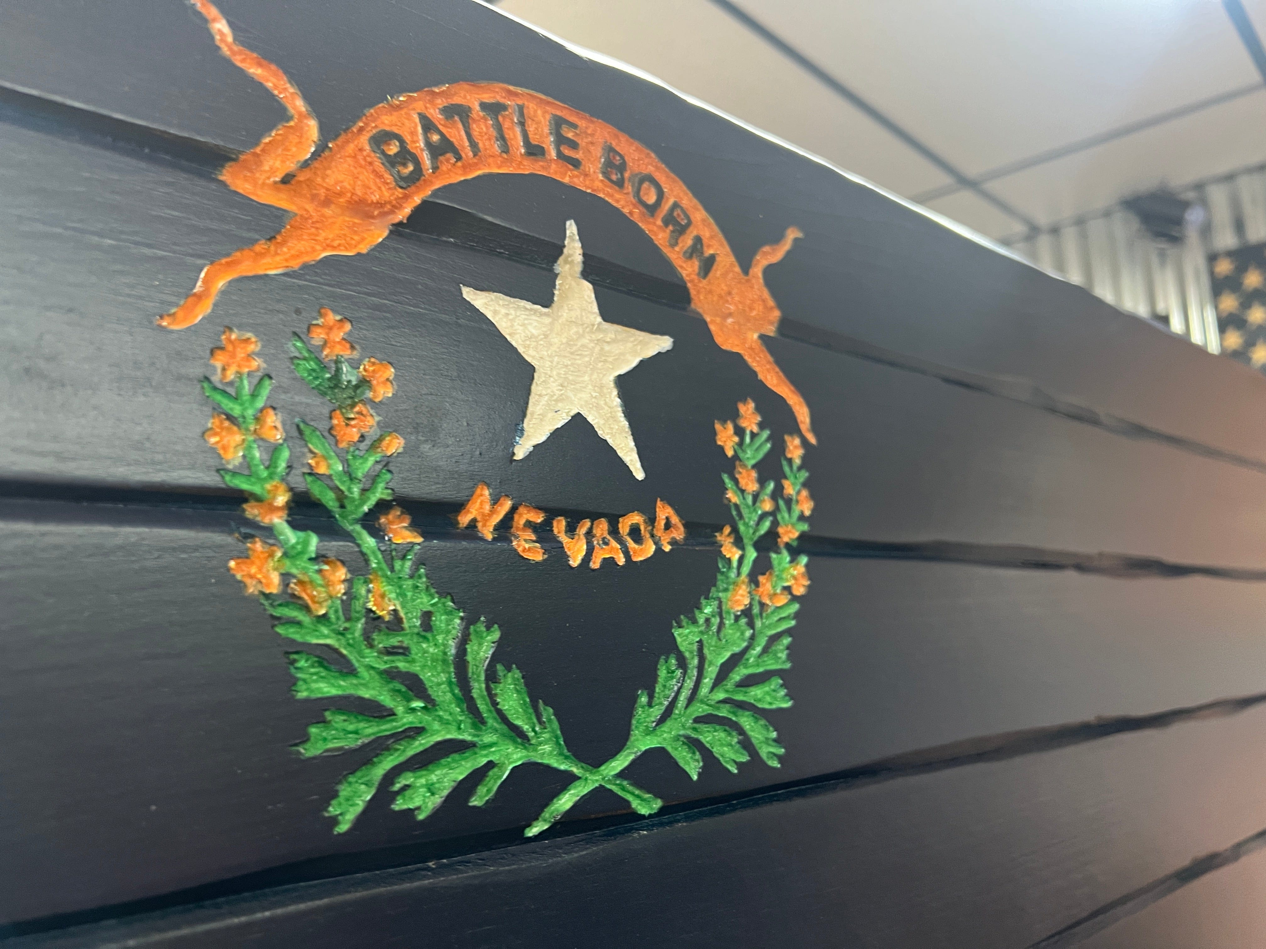 Nevada Handcarved Wooden Flag