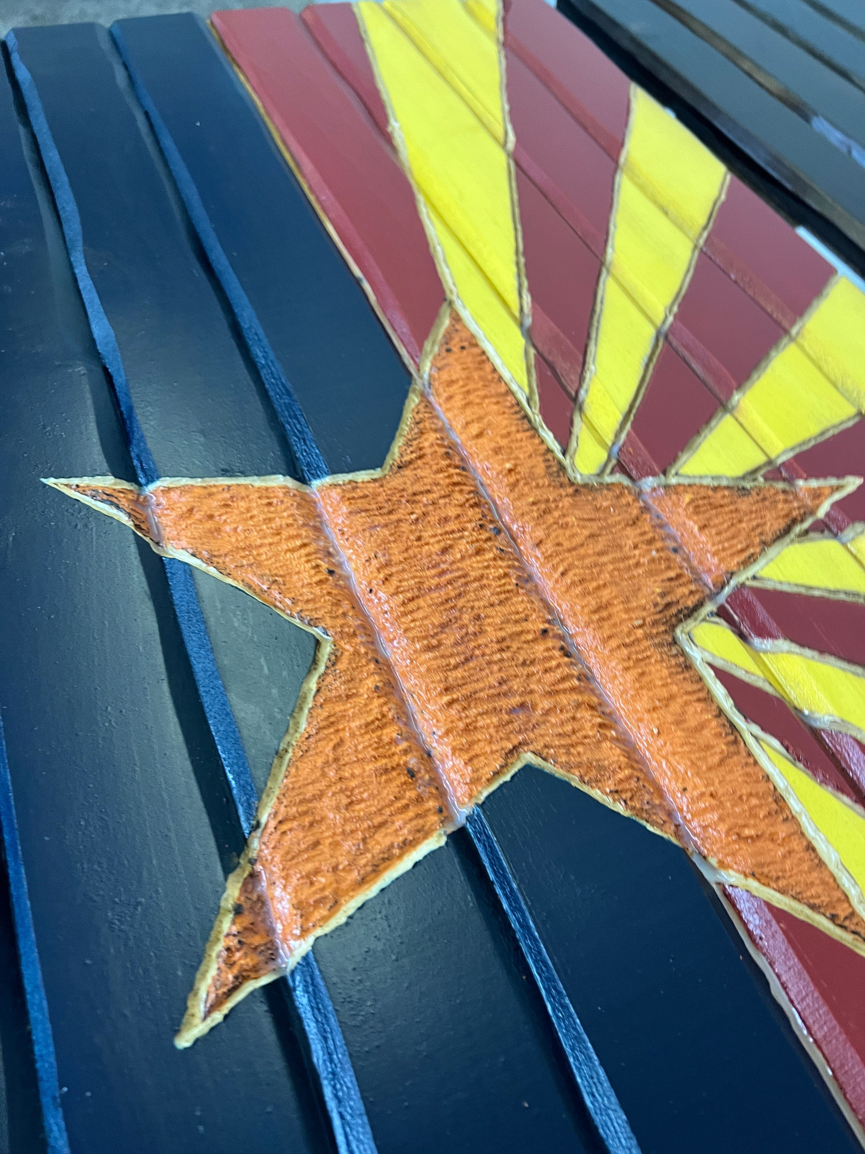 Arizona Glory Handcarved Wooden Flag