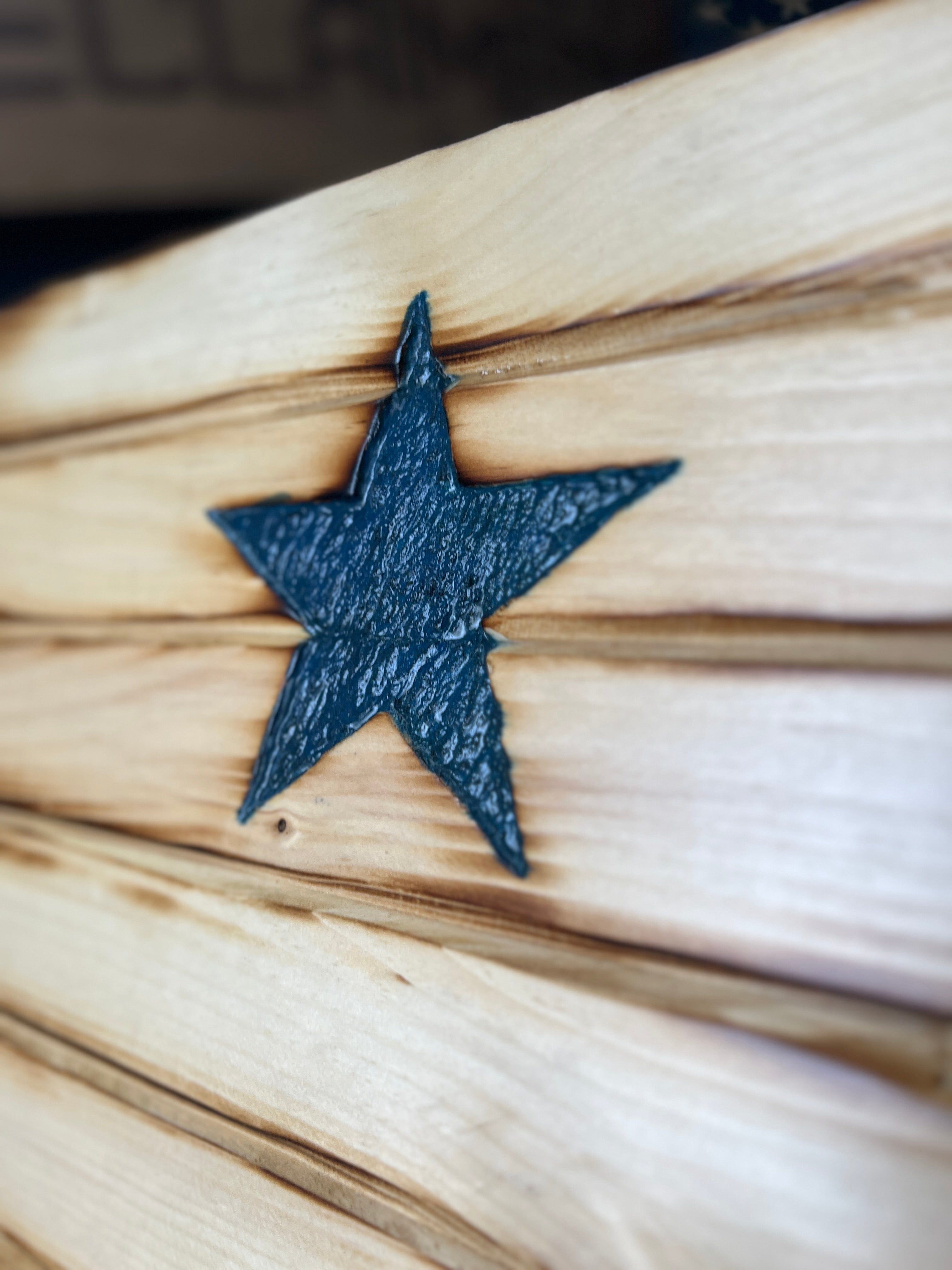 Maine Handcarved Wooden Flag