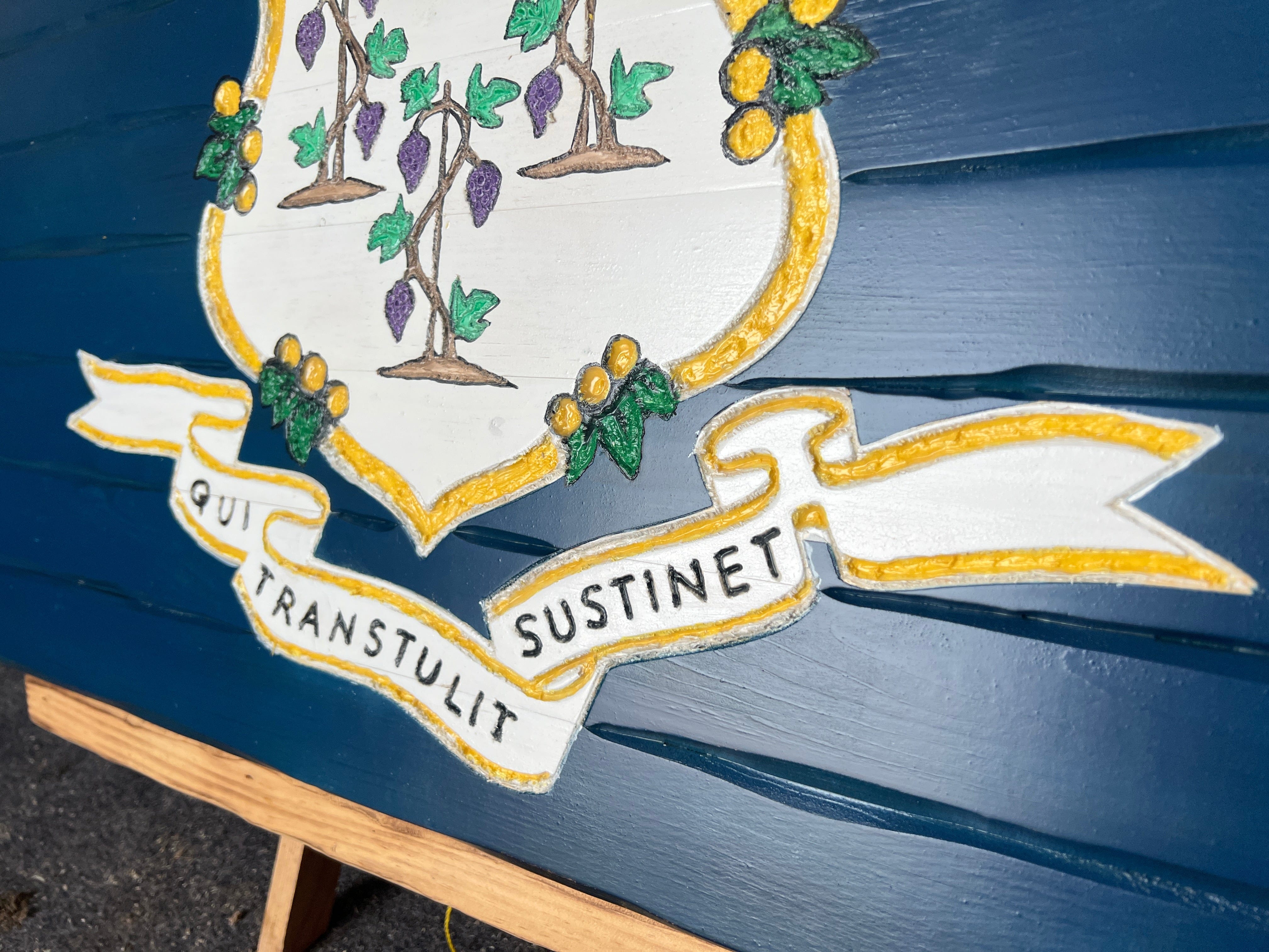 Connecticut Handcarved Wooden Flag