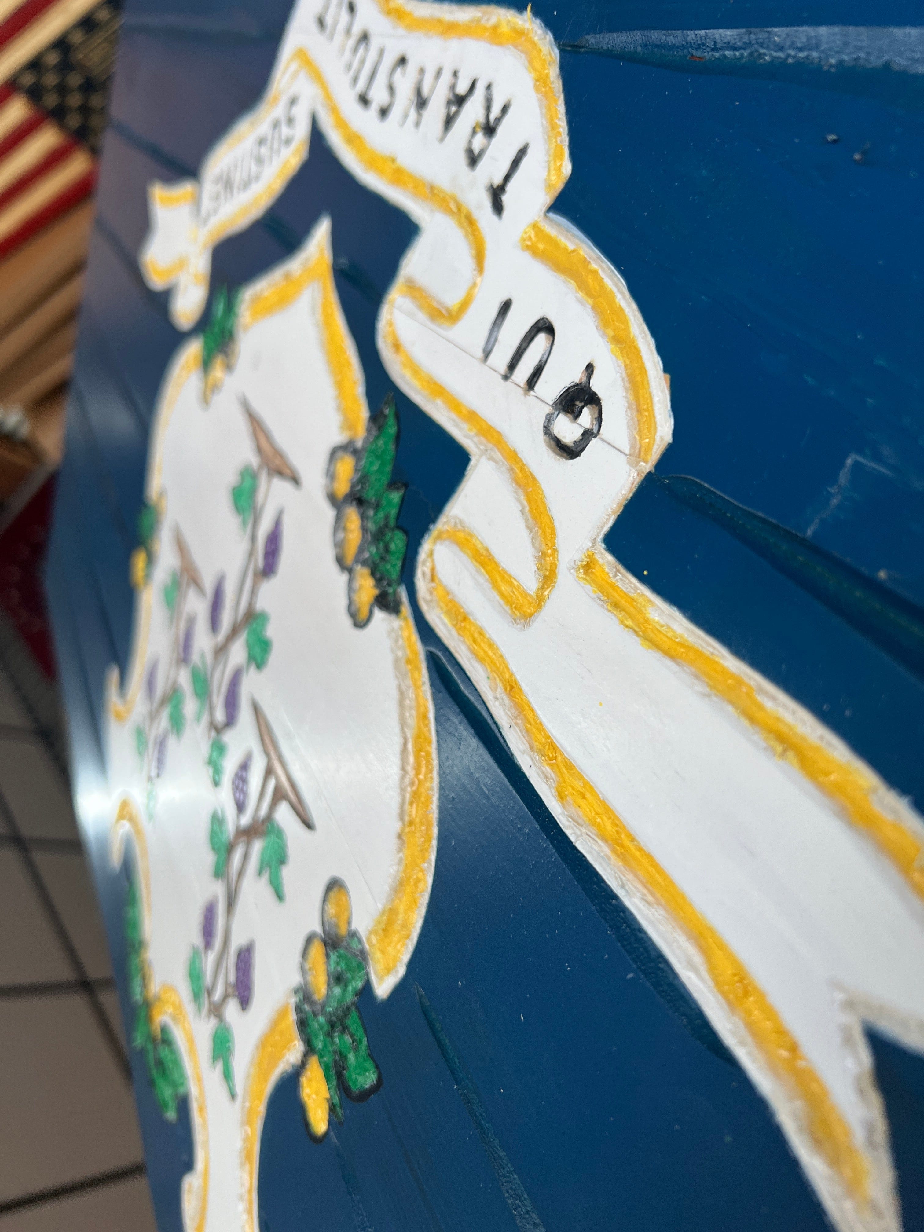 Connecticut Handcarved Wooden Flag
