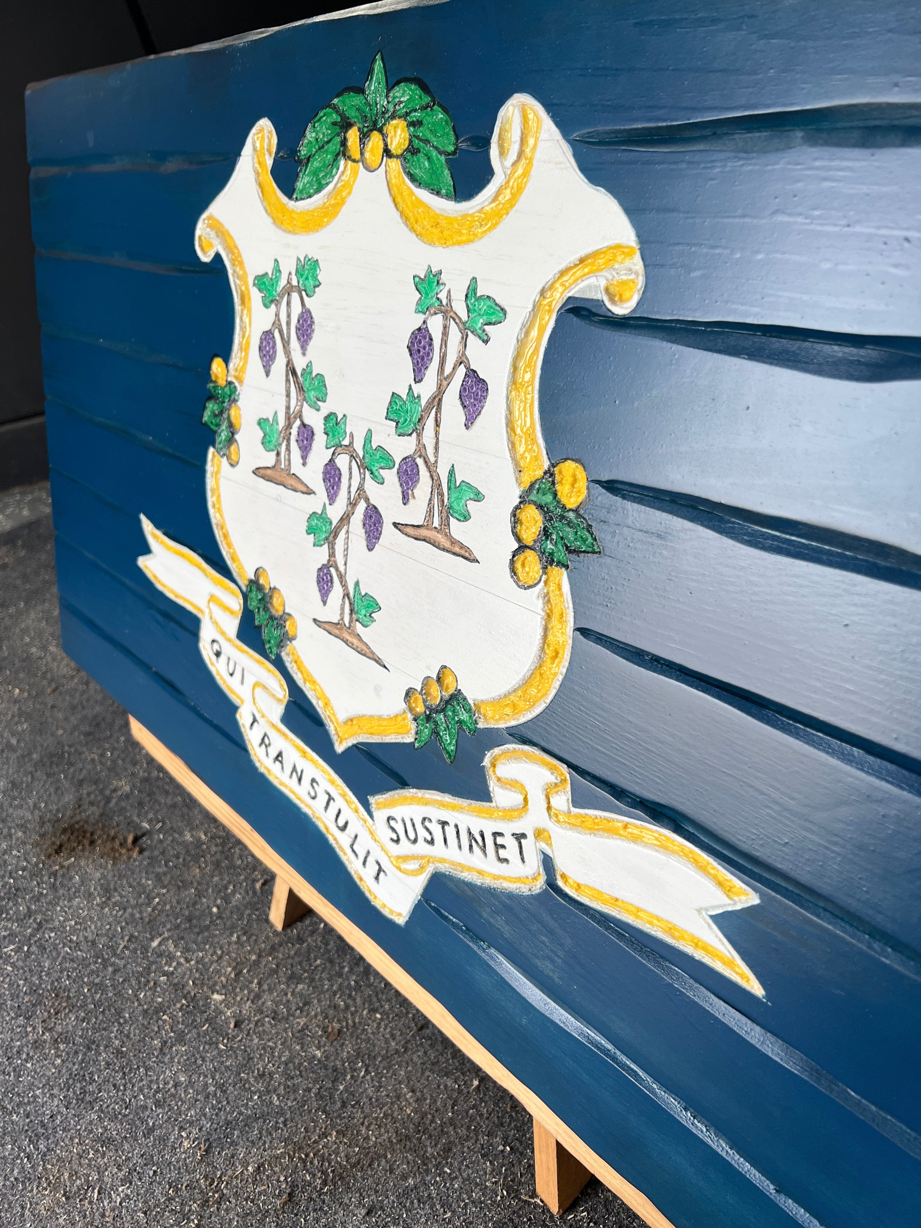 Connecticut Handcarved Wooden Flag