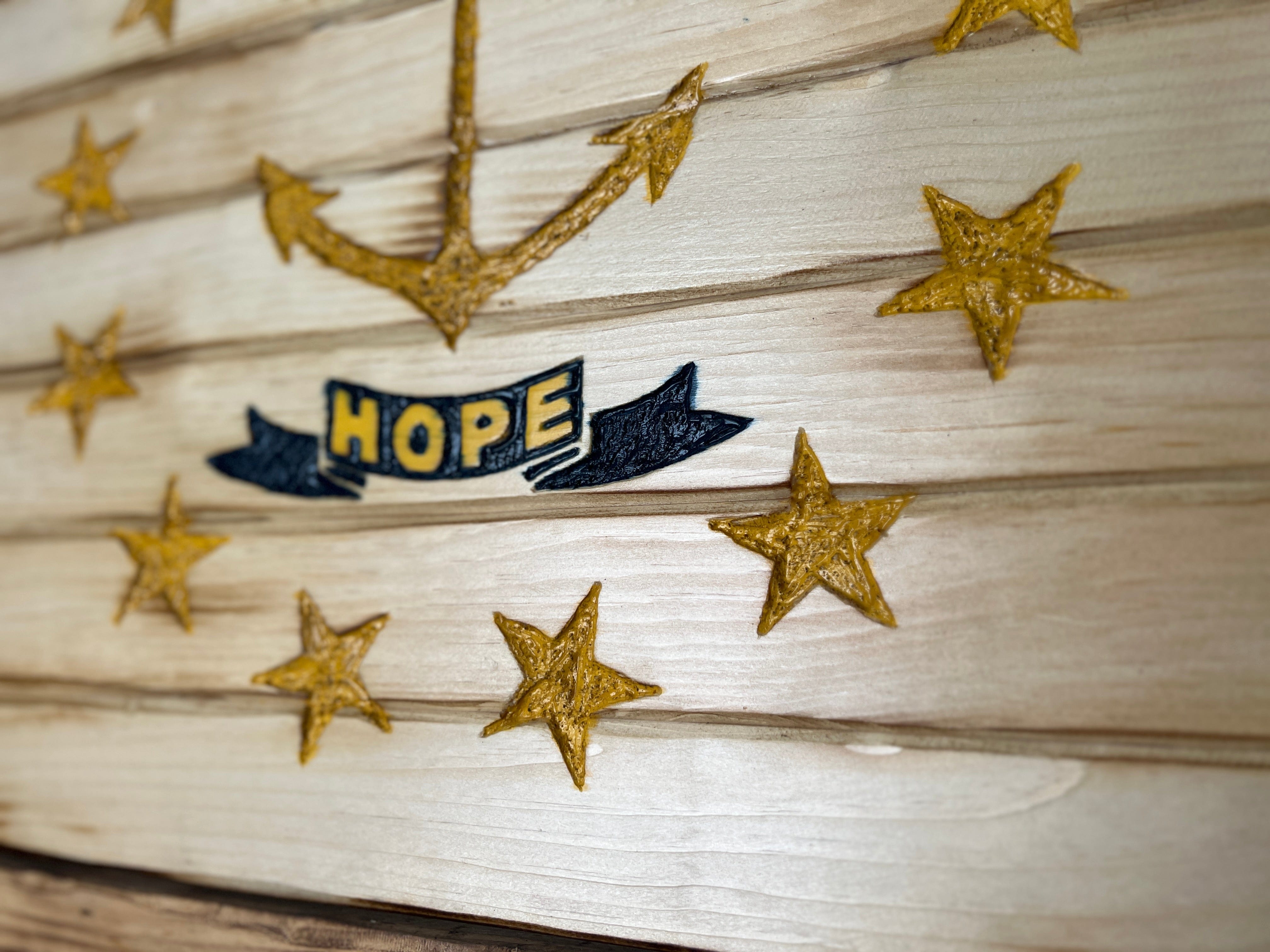 Rhode Island Handcarved Wooden Flag