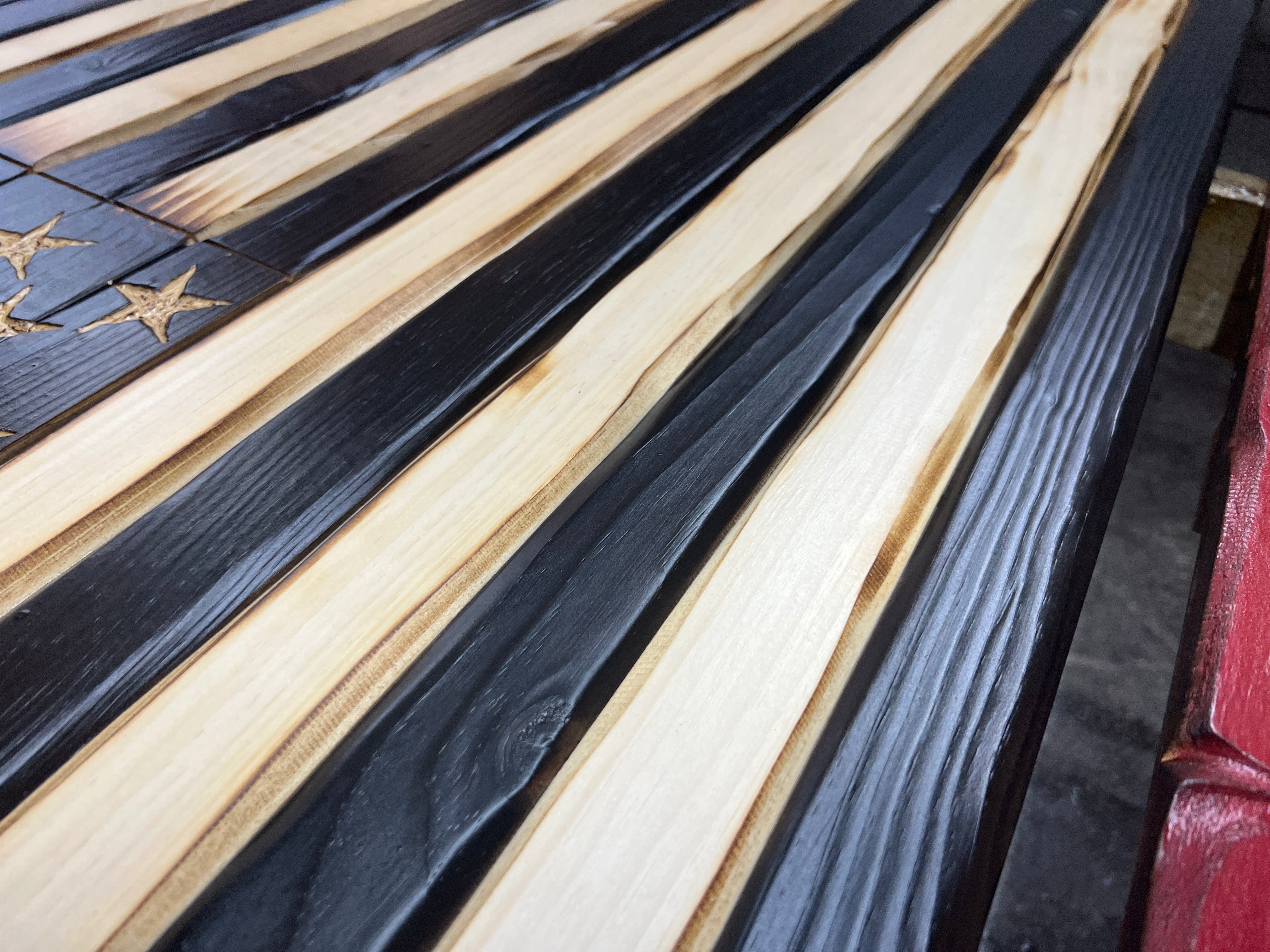 Charred Glory Handmade American Wooden Flag