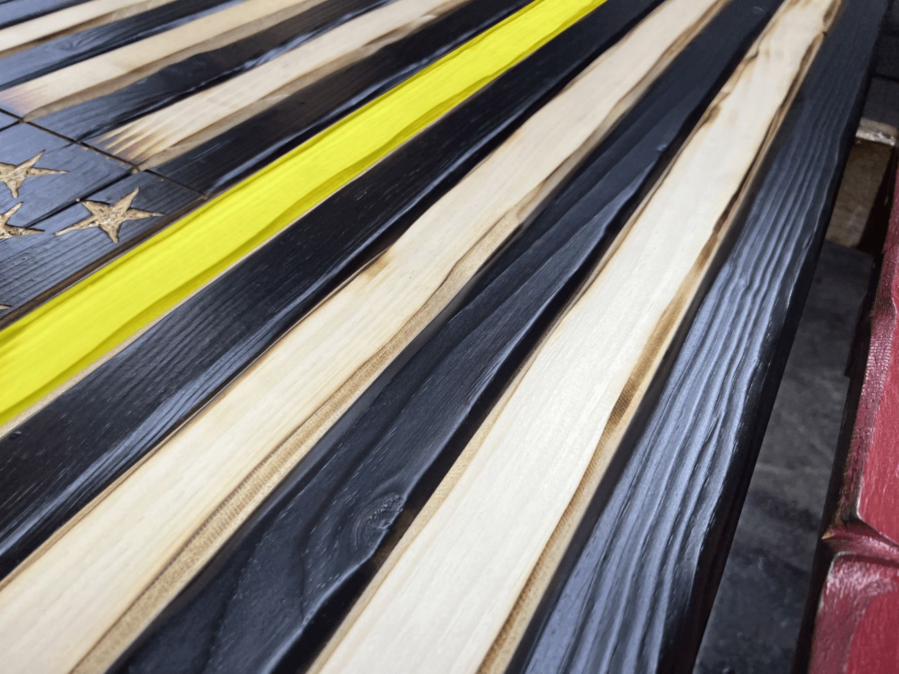 Thin Yellow Line Handcrafted Wooden Flag