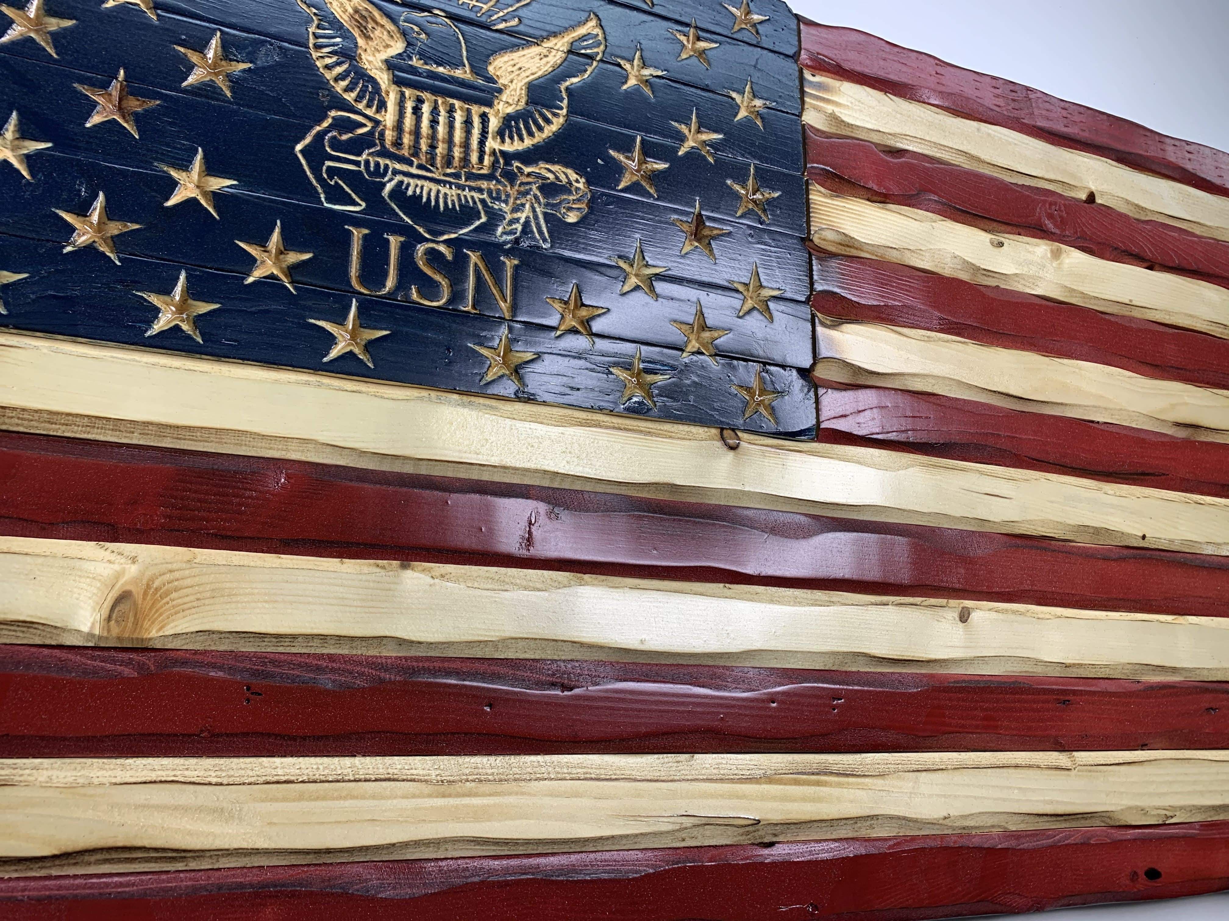 Navy Glory Ver 1 Handcarved American Wooden Flag