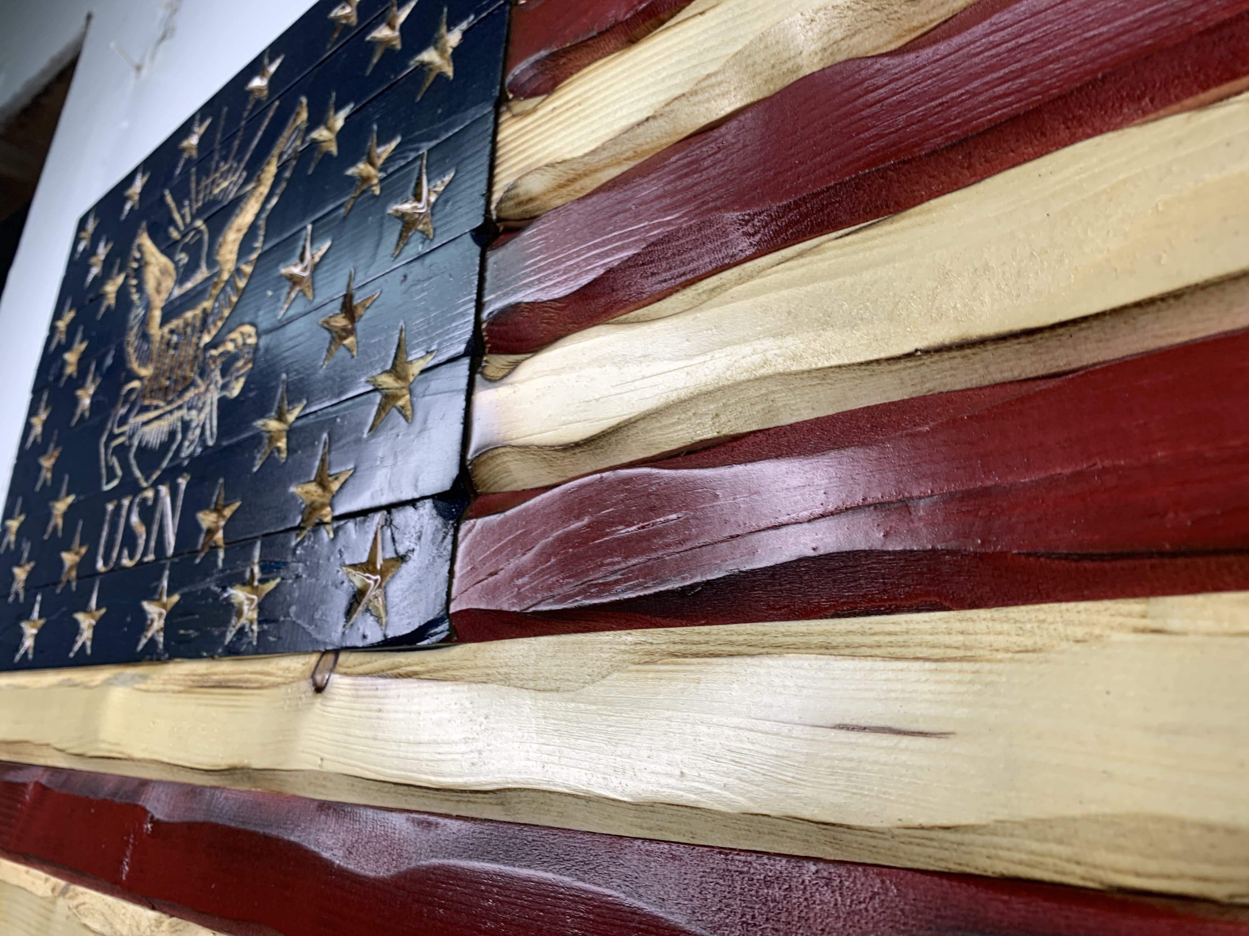 Navy Glory Ver 1 Handcarved American Wooden Flag
