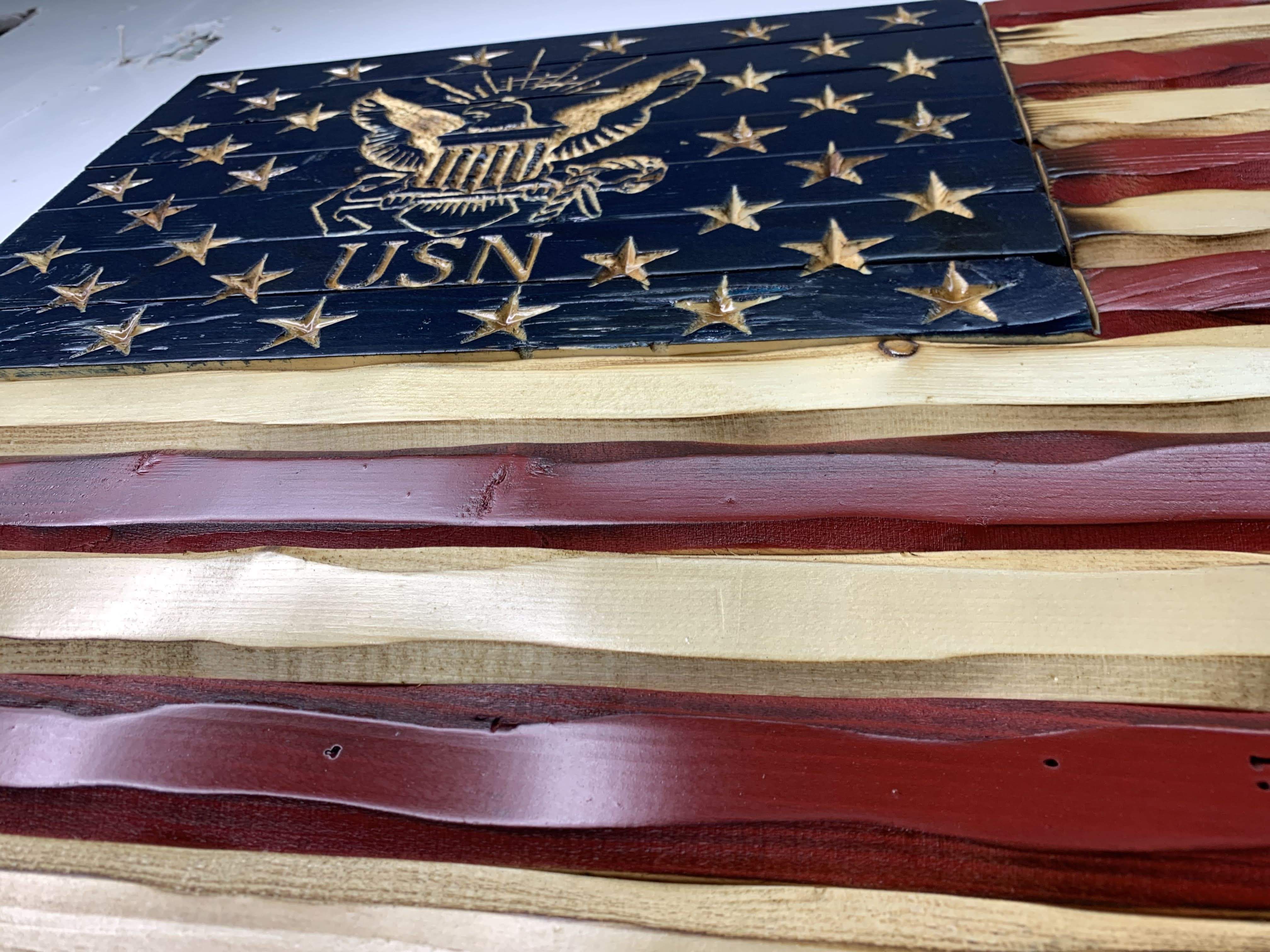Navy Glory Ver 1 Handcarved American Wooden Flag