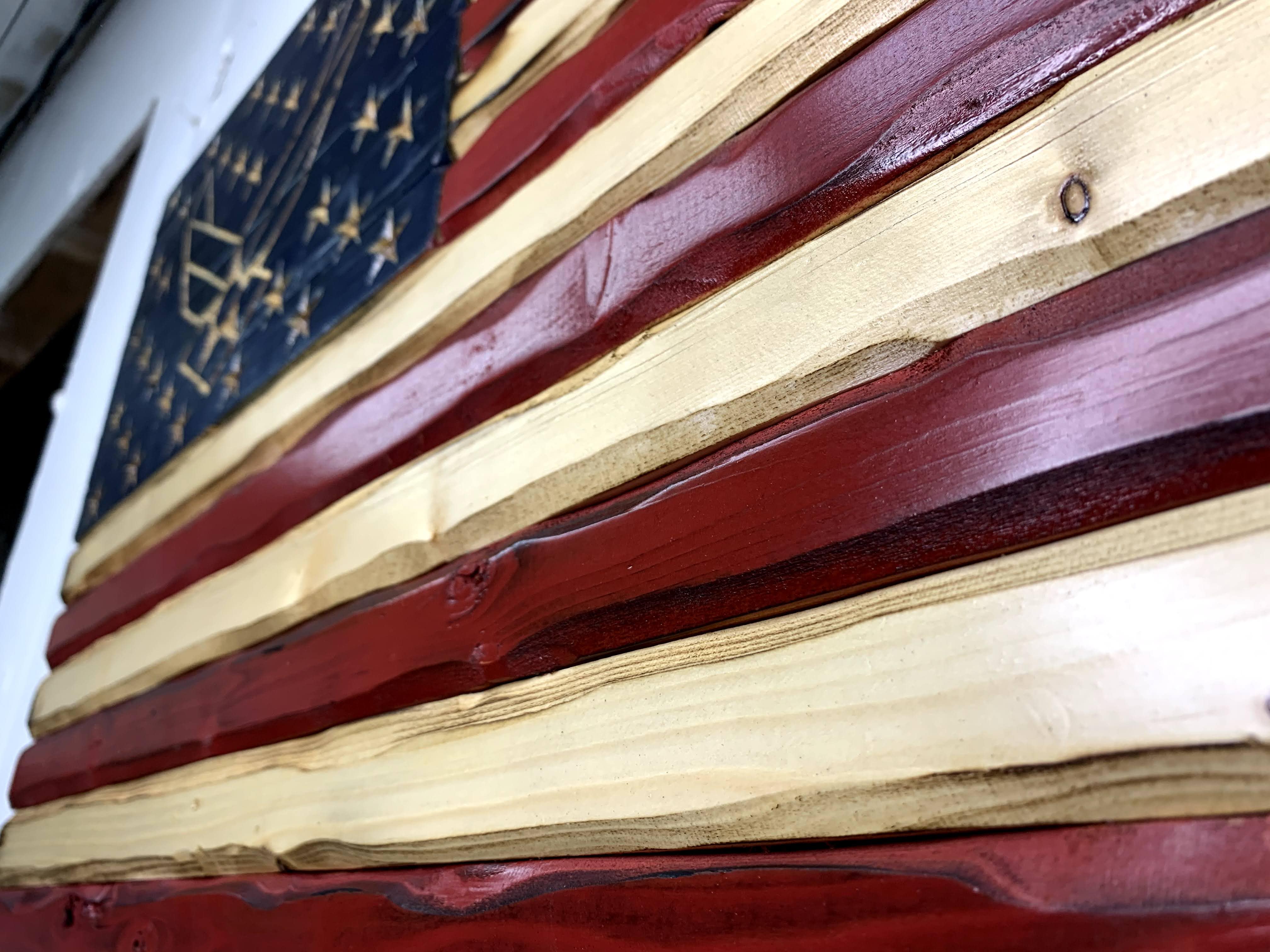 Air Force Handcarved American Wooden Flag