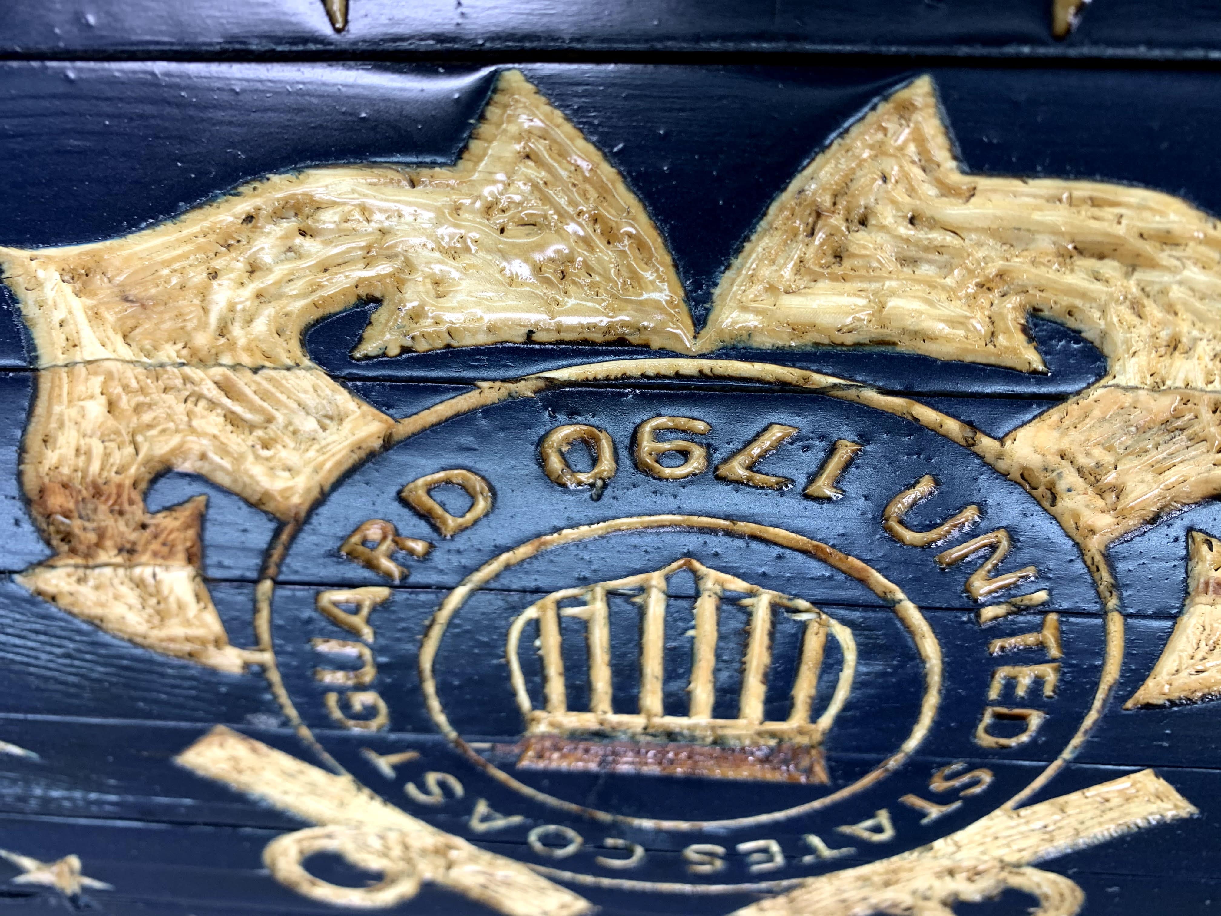 Coast Guard Glory Handcarved American Wooden Flag