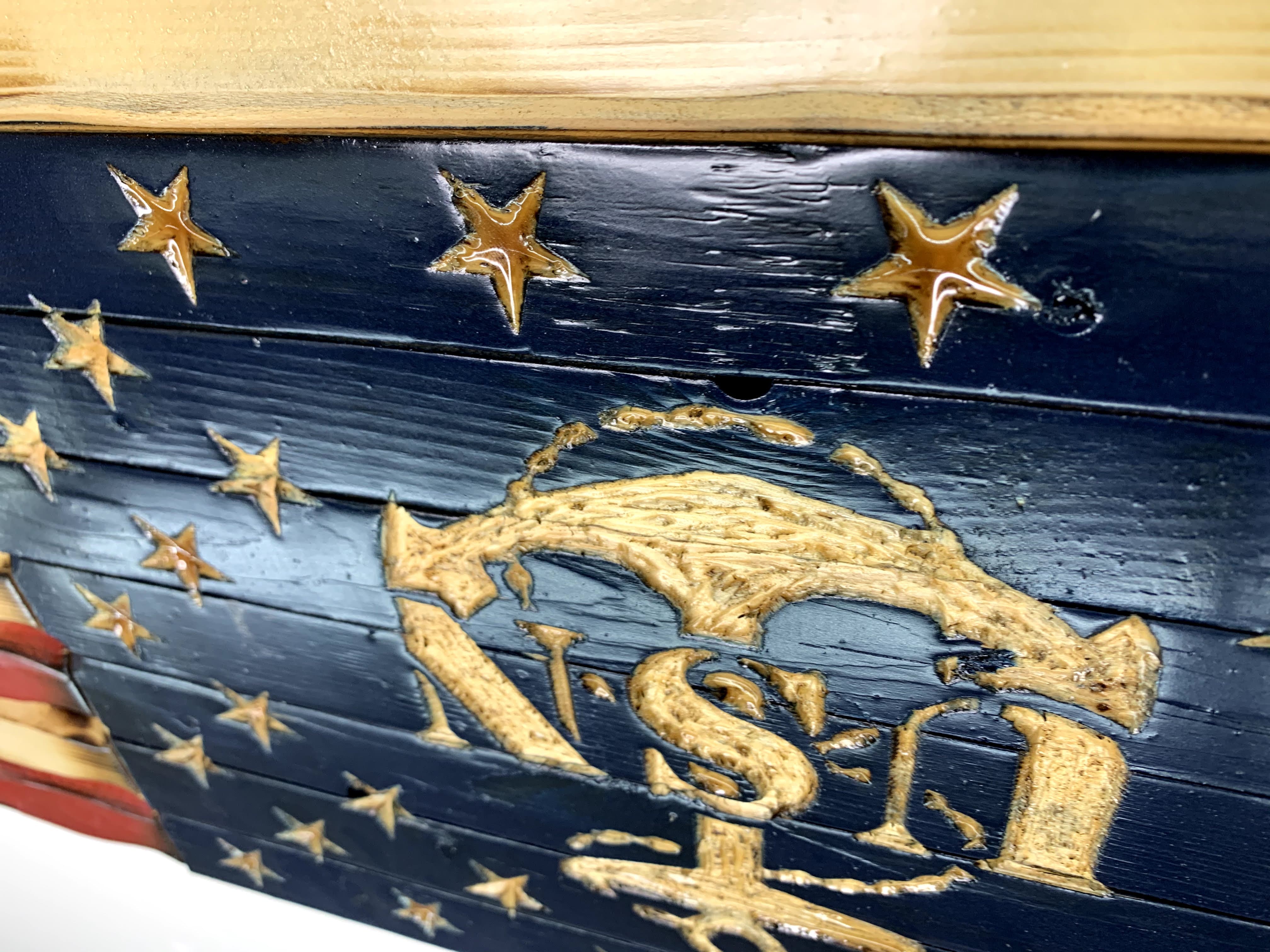 Navy Glory Ver 2 Handcarved American Wooden Flag