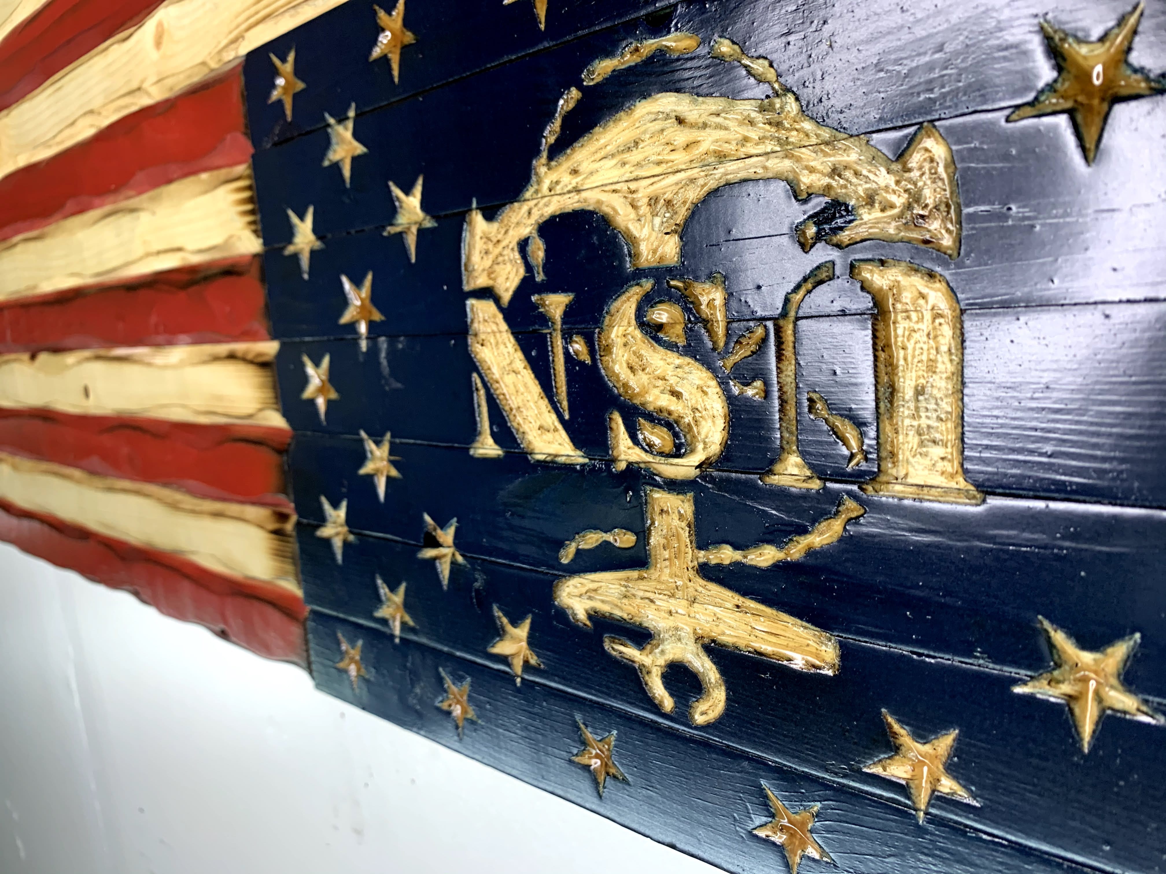 Navy Glory Ver 2 Handcarved American Wooden Flag